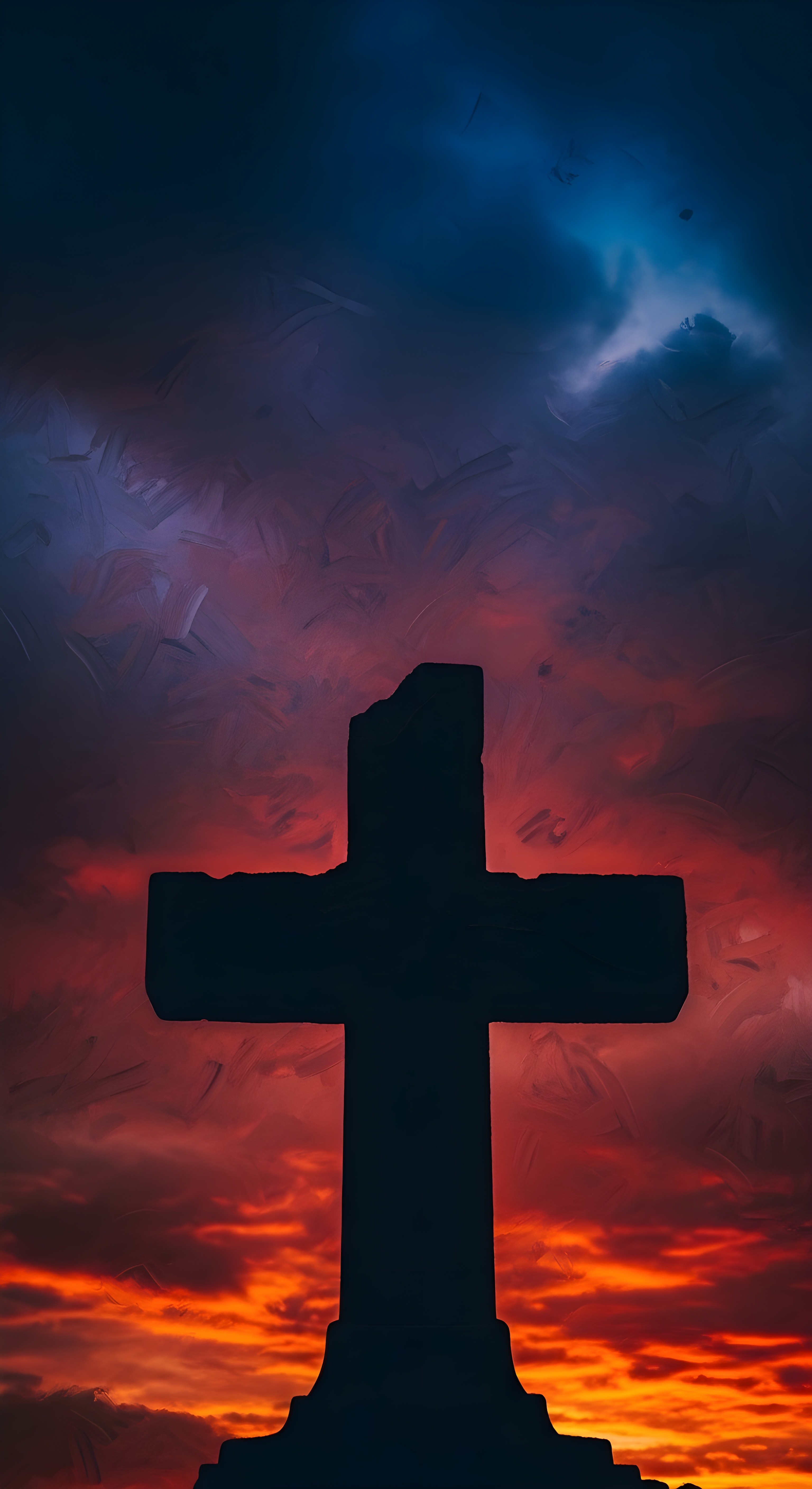 Dramatic Cross Silhouette Sunset Wallpaper HD 4K Aesthetic