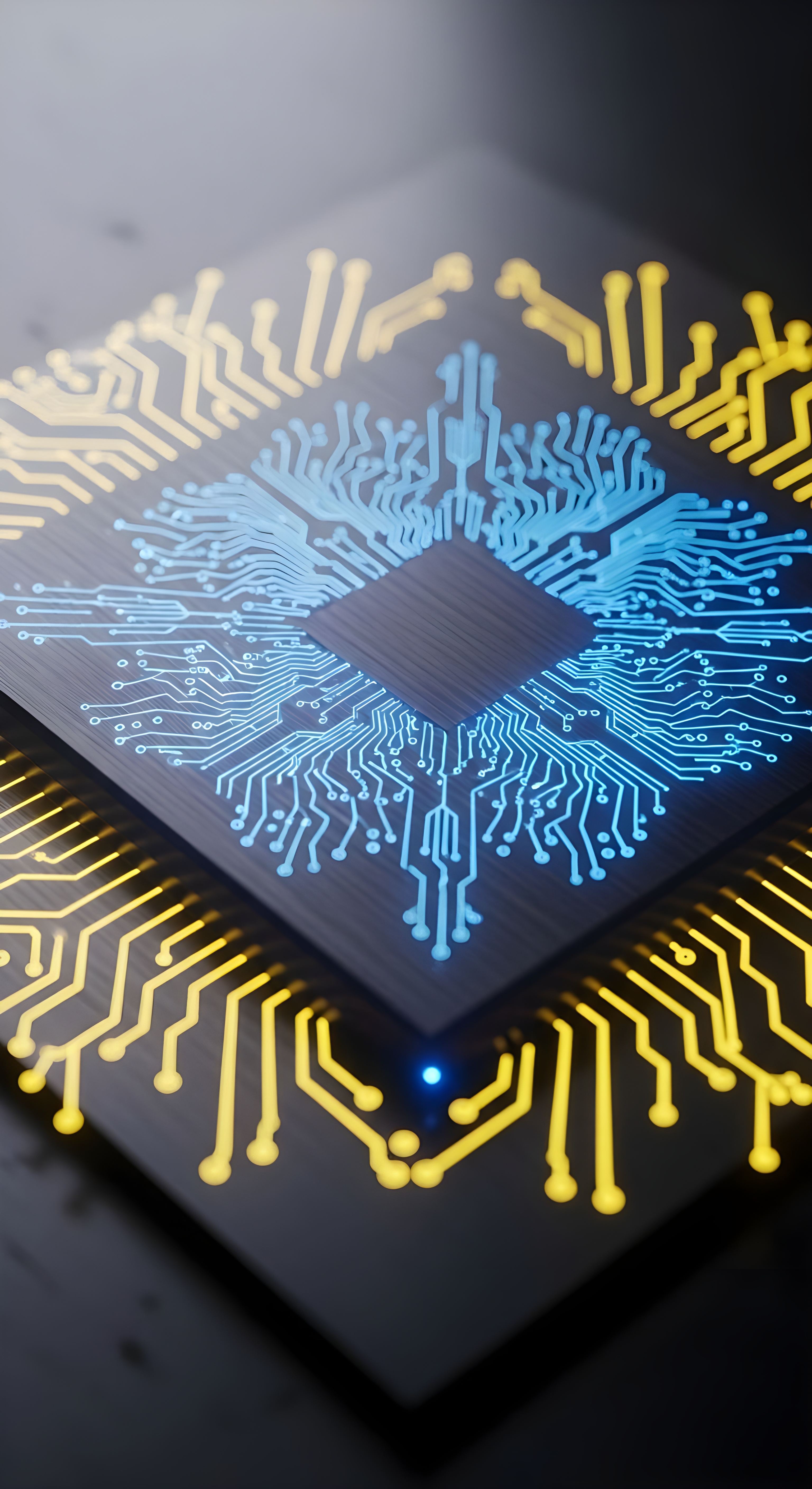 Futuristic Tech Microchip Wallpaper HD 4K - Aesthetic CPU Circuit Board