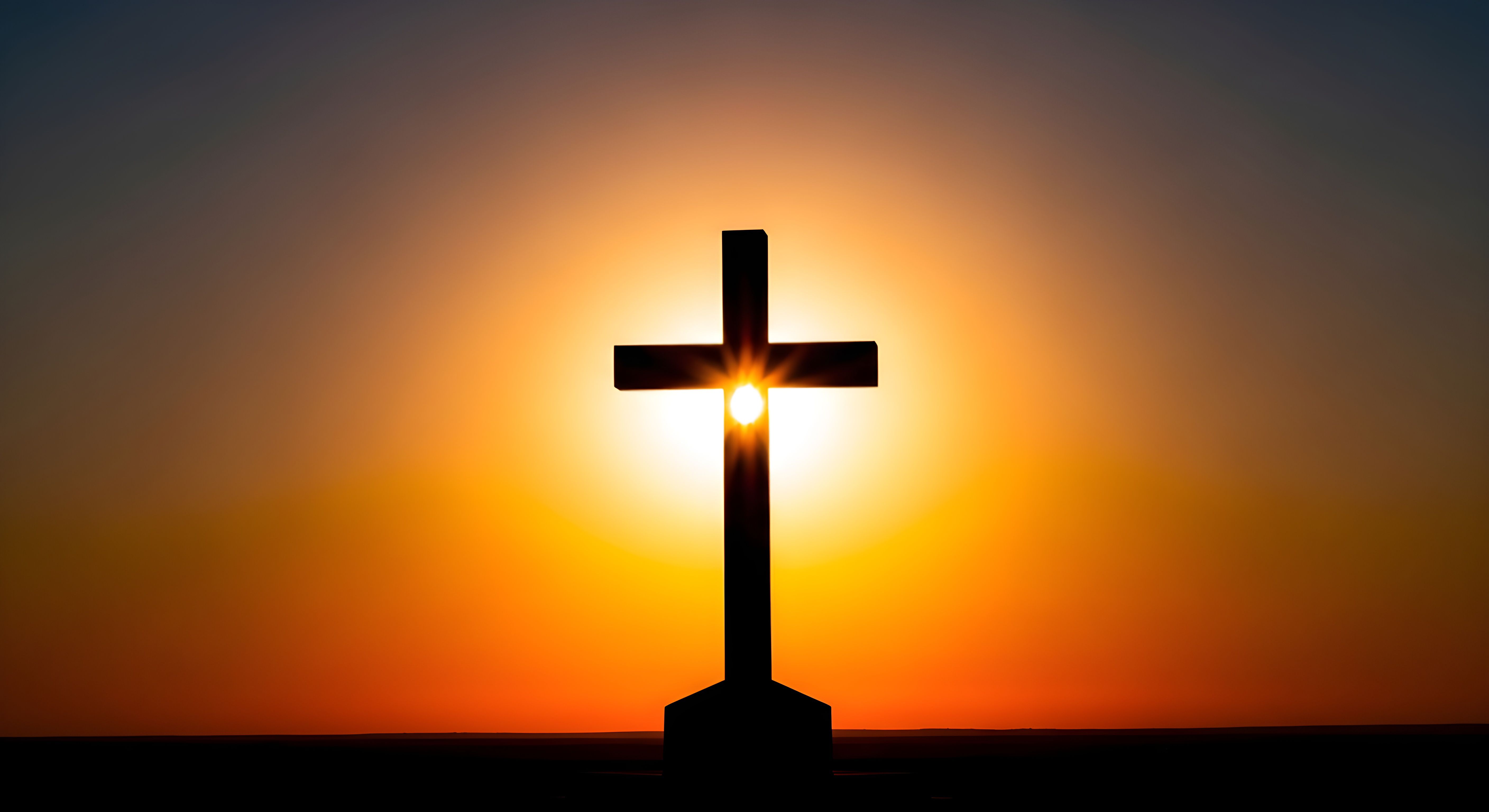 Christian Cross Sunset Wallpaper HD 4K - Aesthetic Spiritual Background