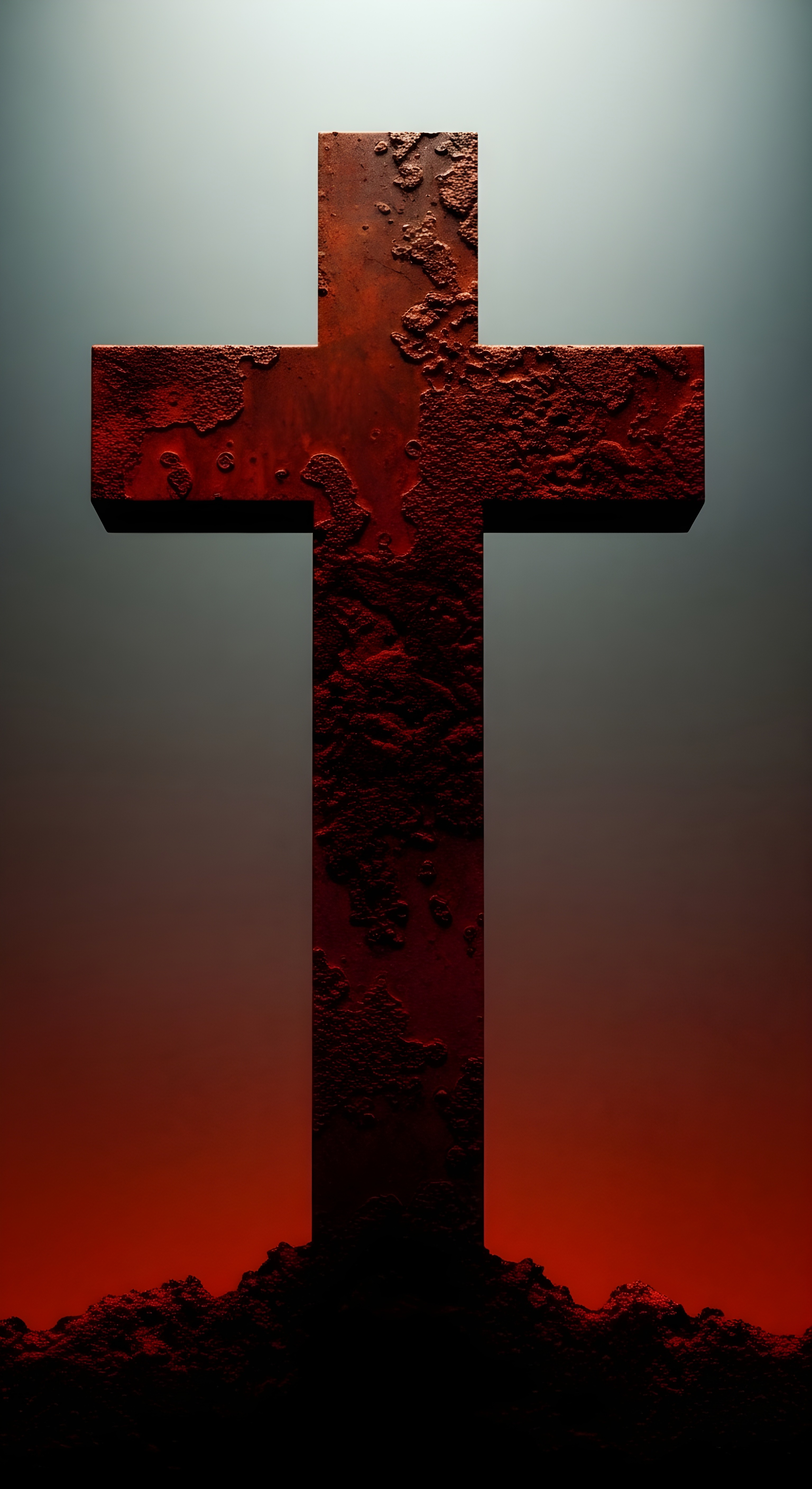 Dark Aesthetic Red Cross Wallpaper HD 4K - Moody Christian Background