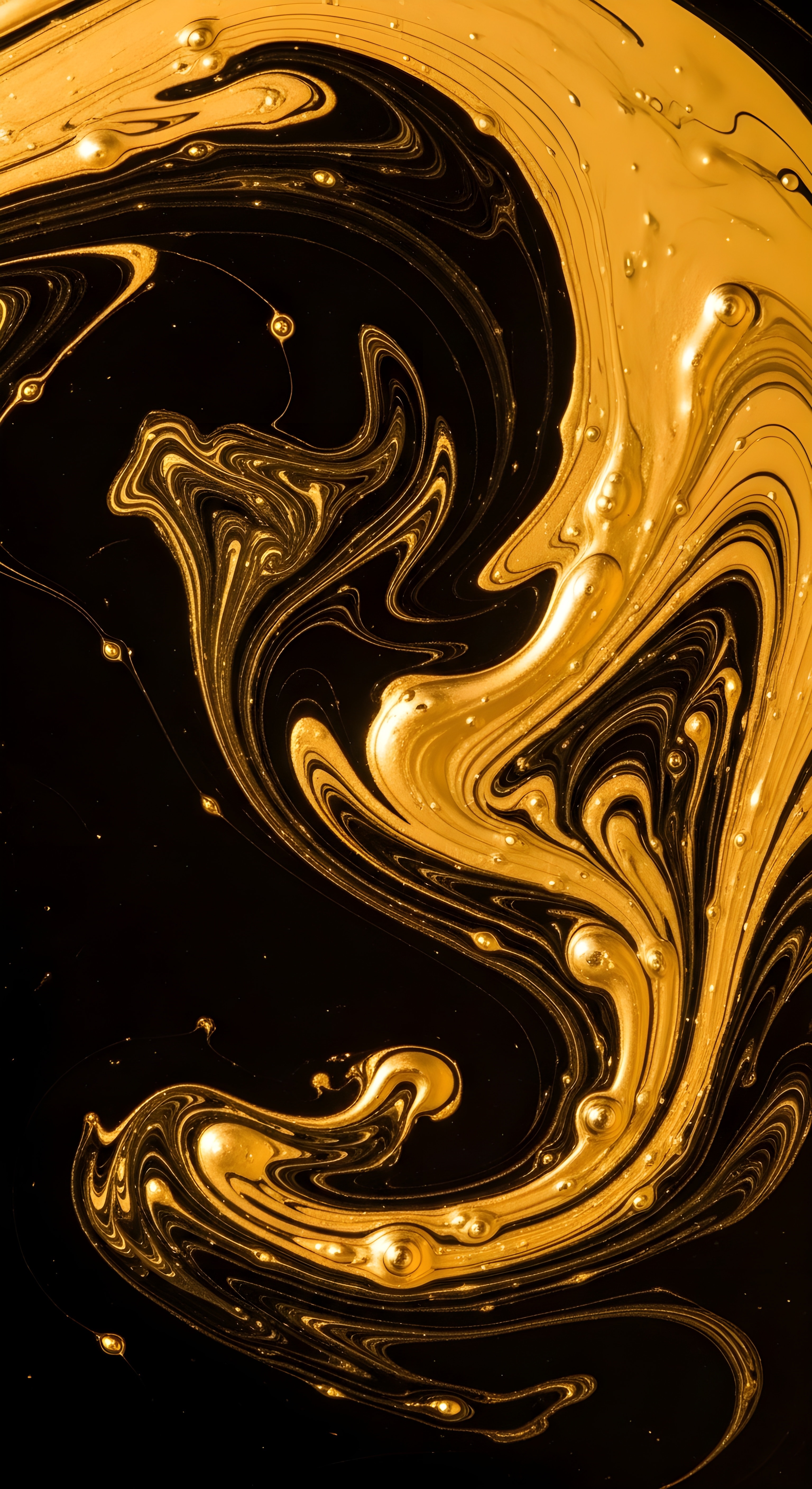 Luxury Gold and Black Abstract Fluid Art Wallpaper HD 4K Aesthetic