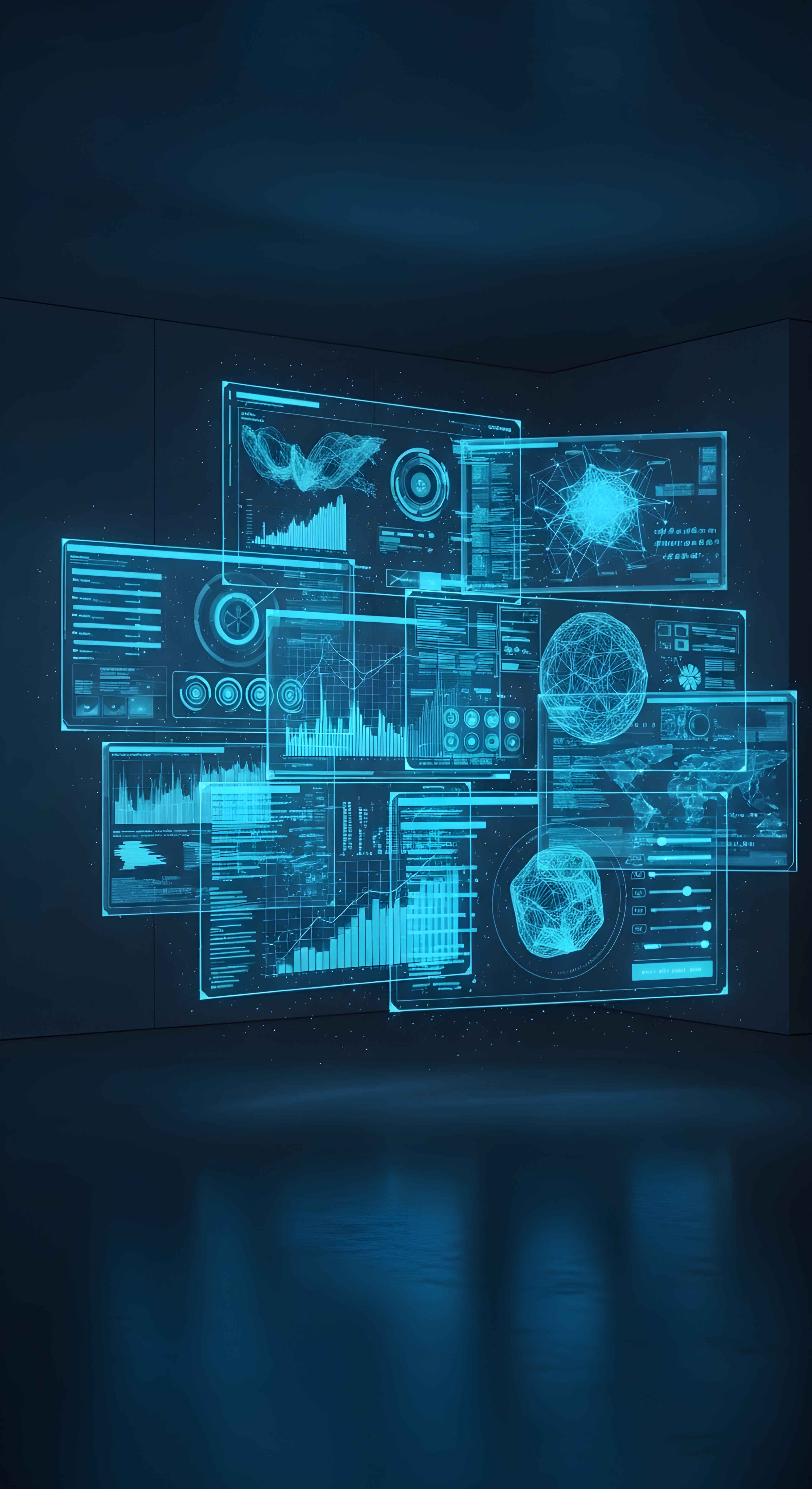 Futuristic HUD Digital Interface Wallpaper HD 4K Aesthetic Tech