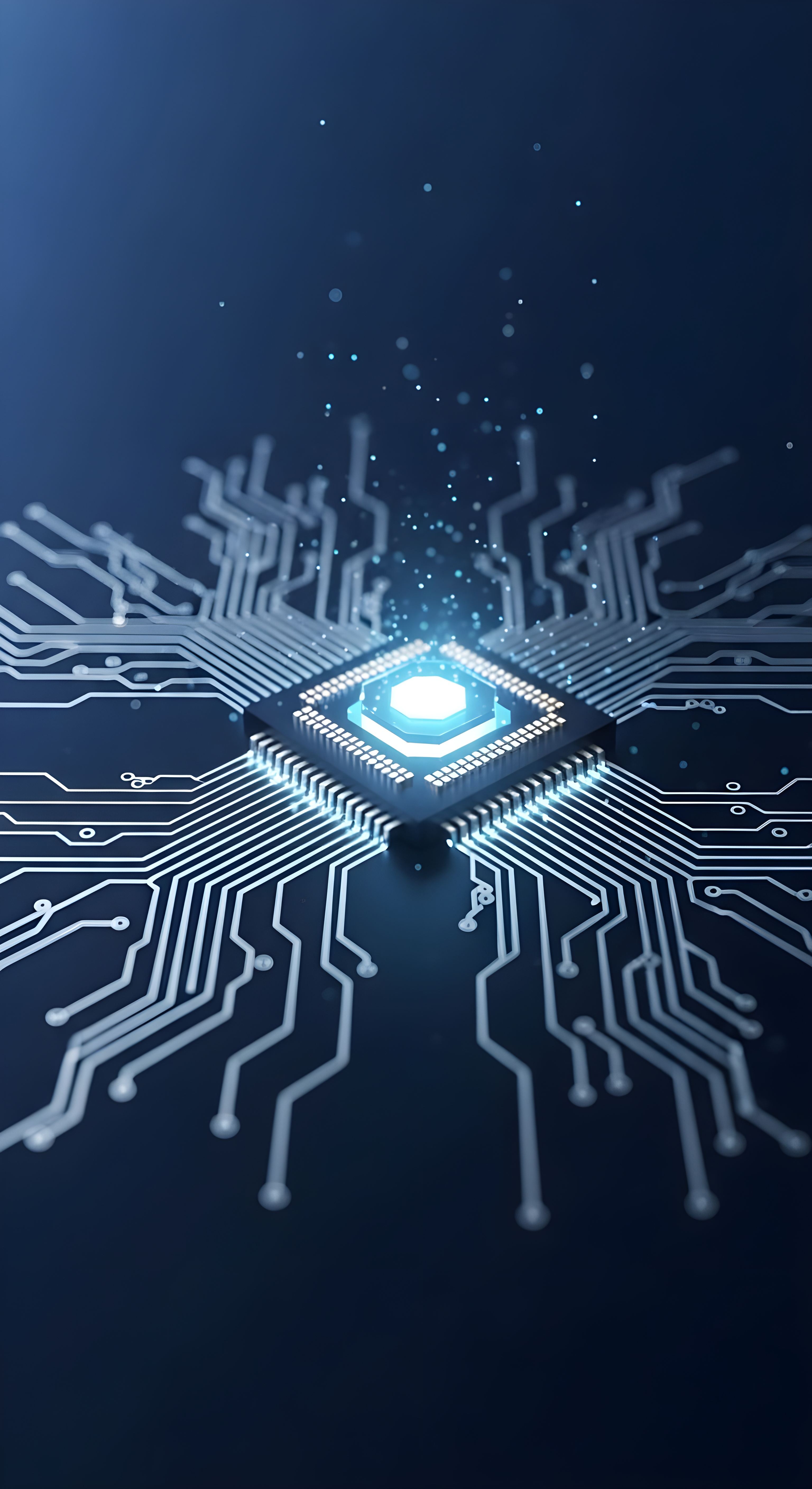 Futuristic AI CPU Processor Wallpaper HD 4K Aesthetic Tech Background