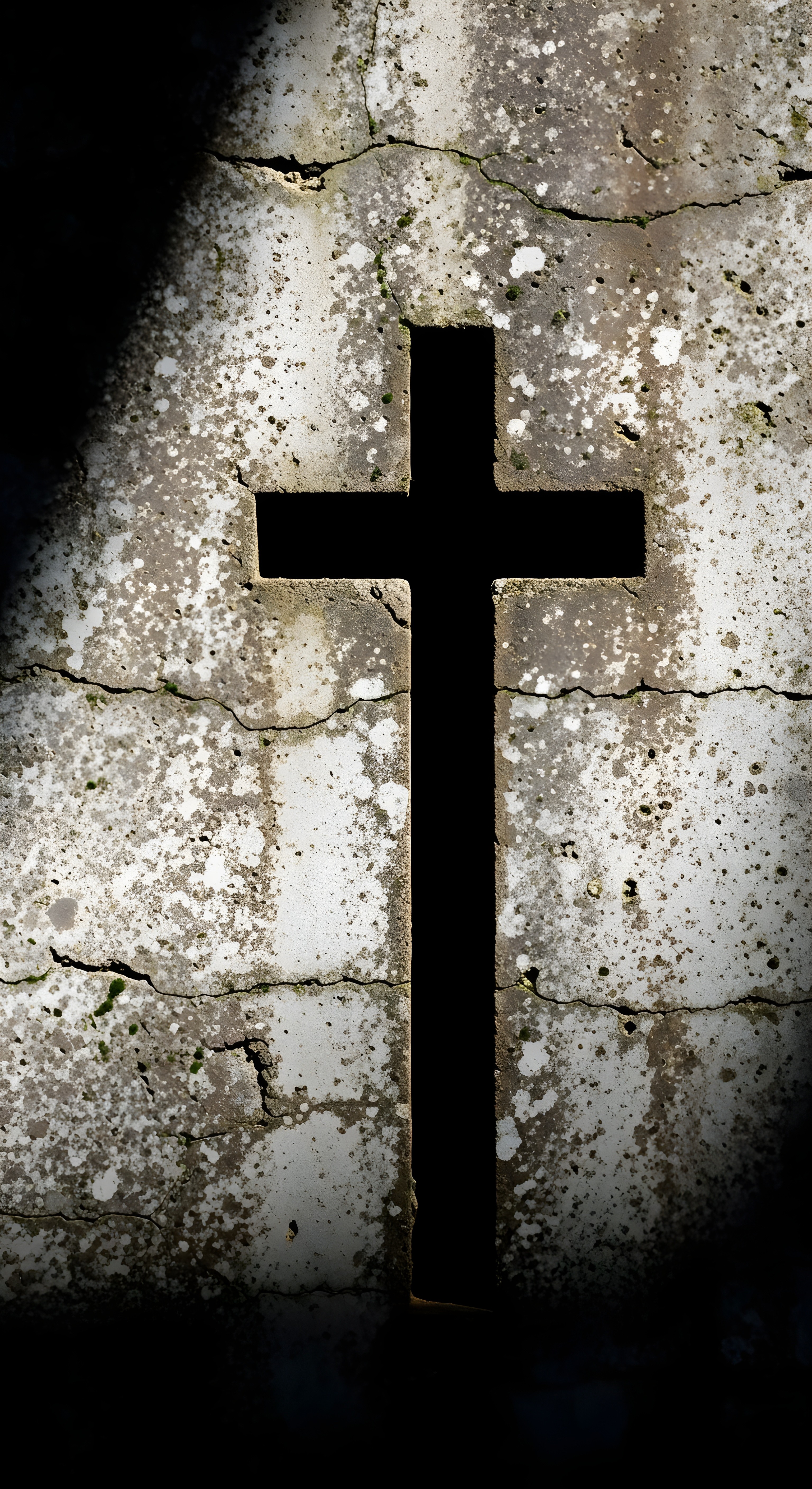 Dark Christian Cross Aesthetic Wallpaper HD 4K - Spiritual Stone Background