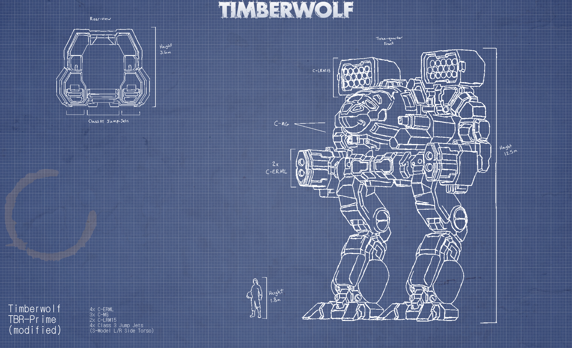 Timberwolf BattleMech Blueprint Wallpaper HD 4K - Cool Sci-Fi Mecha Art