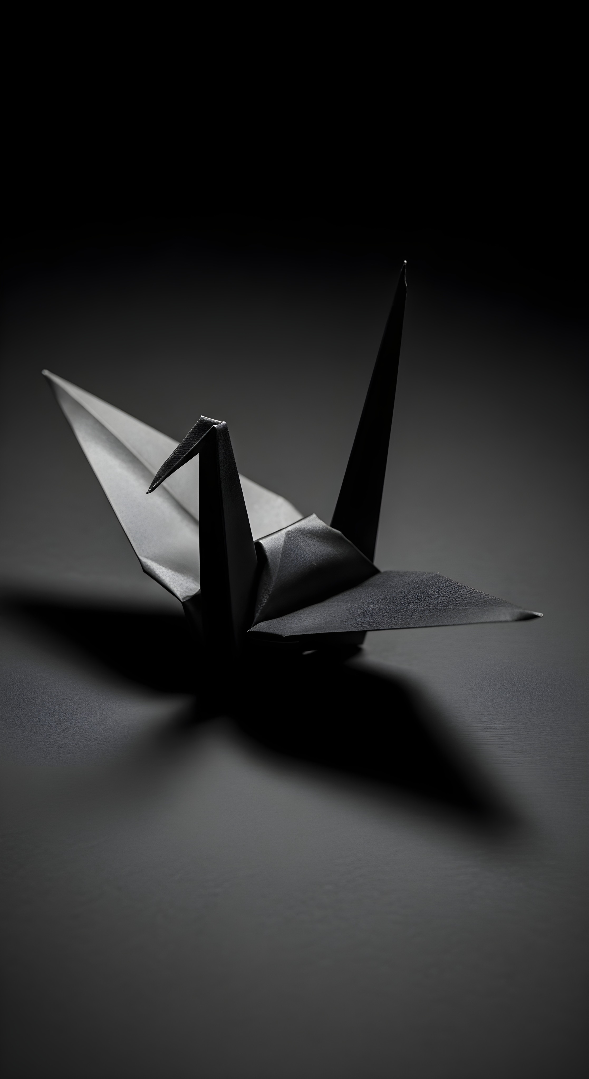 Minimalist Black Origami Crane Wallpaper HD 4K Aesthetic Dark Mode