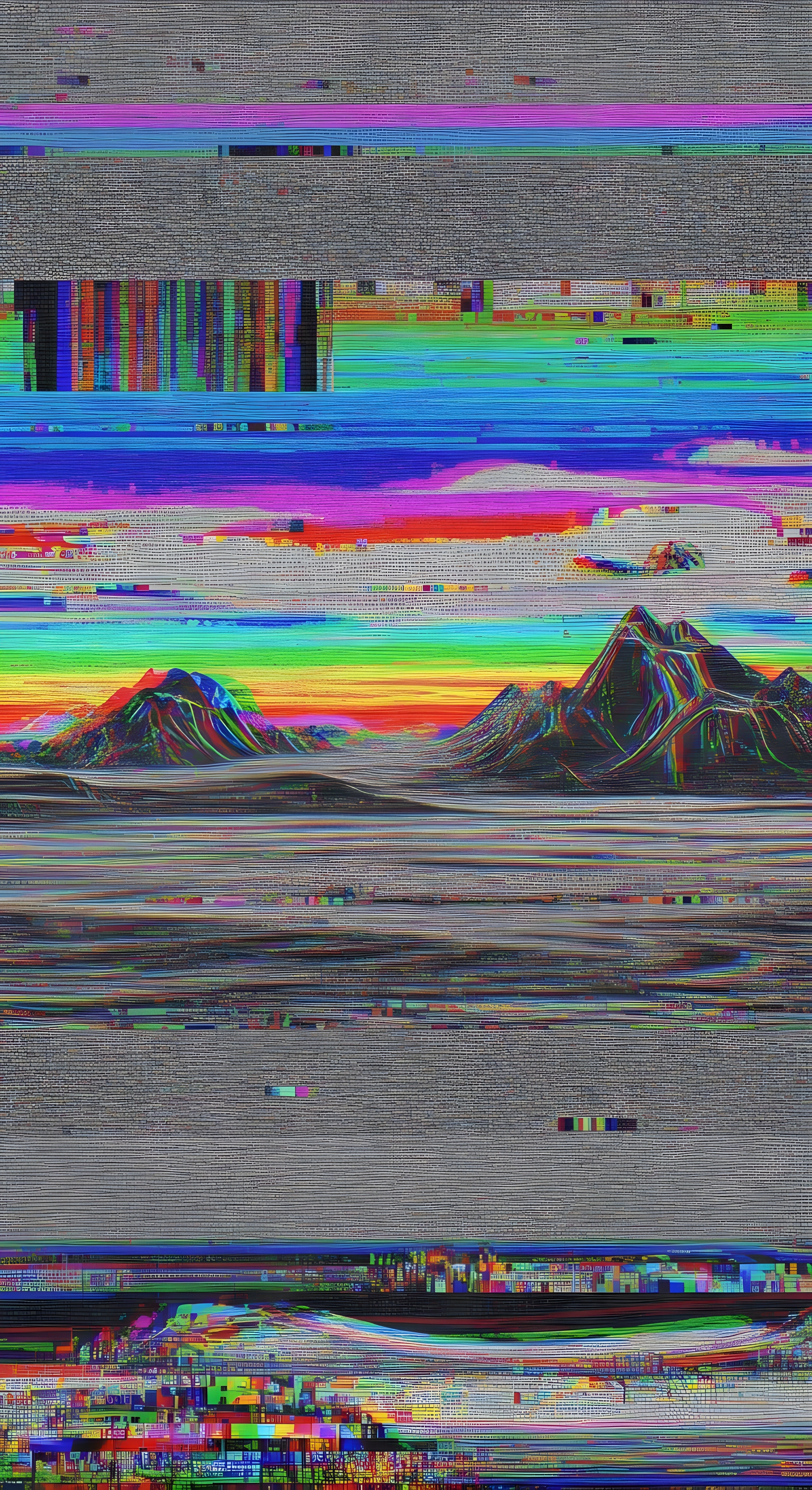 Aesthetic Glitch Art Landscape Wallpaper HD 4K Cool Digital Design