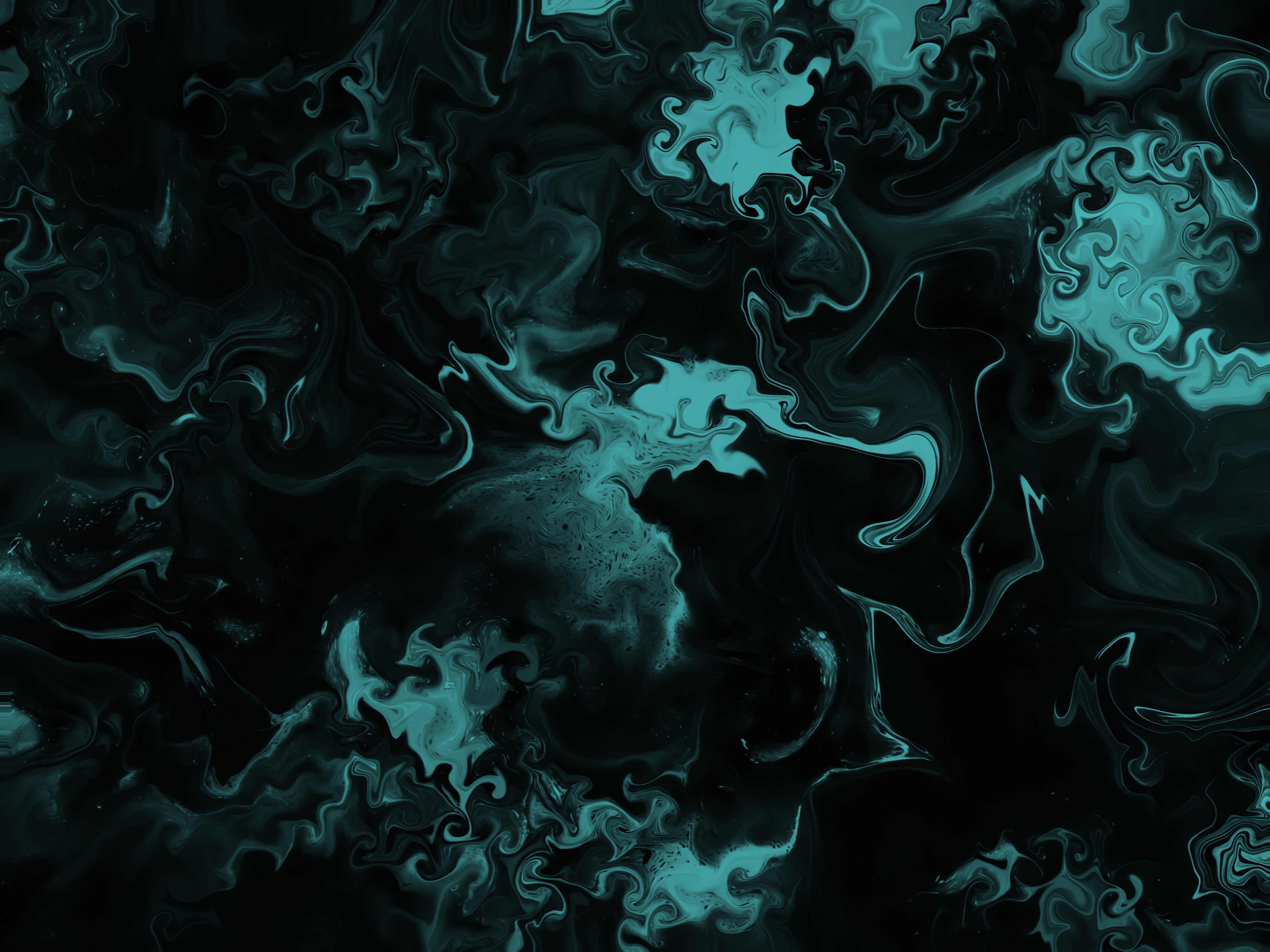 Dark Teal Liquid Marble Aesthetic Wallpaper HD 4K - Cool Abstract Background