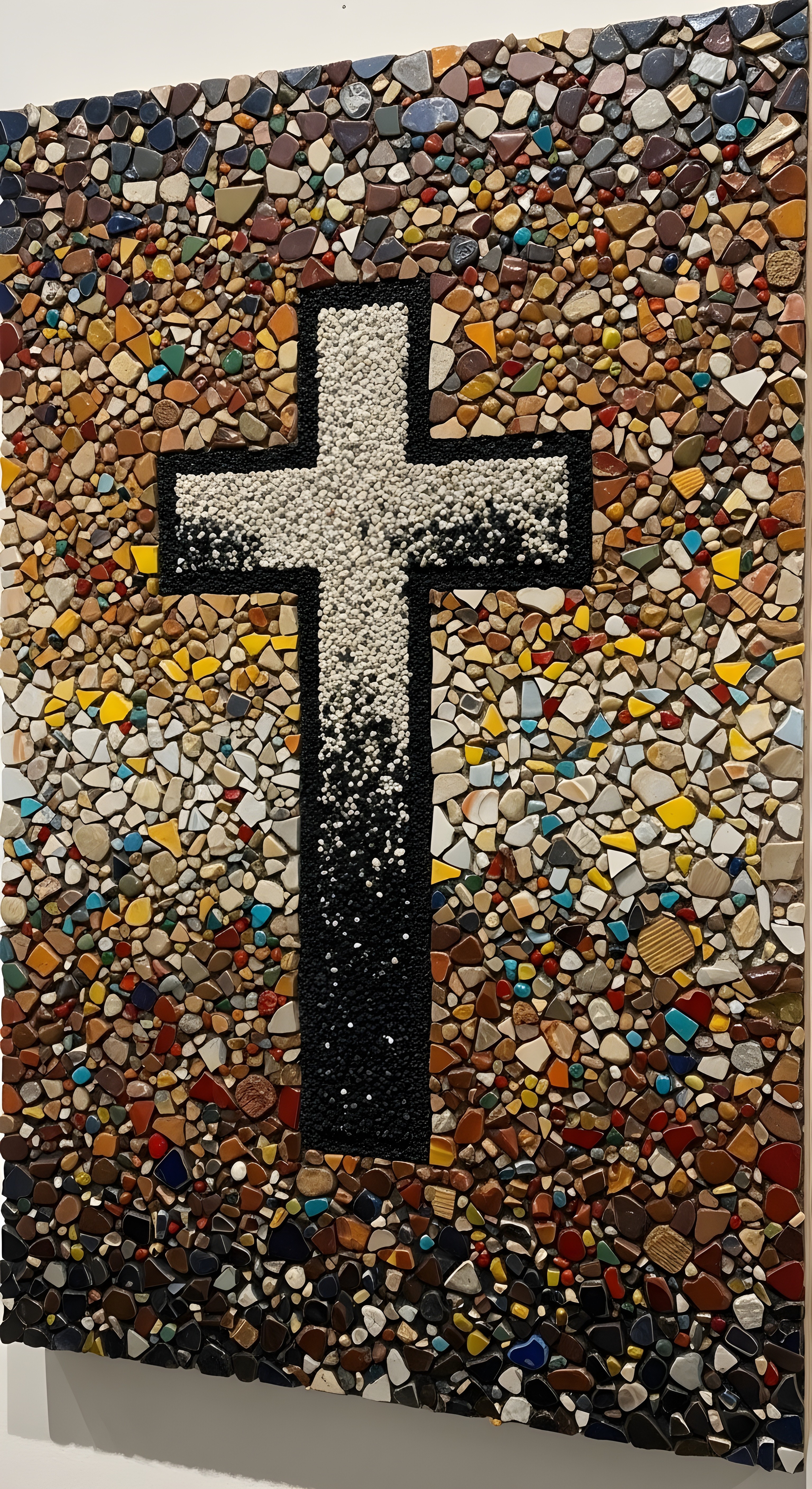 Aesthetic Mosaic Cross Wallpaper HD 4K - Spiritual Stone Art