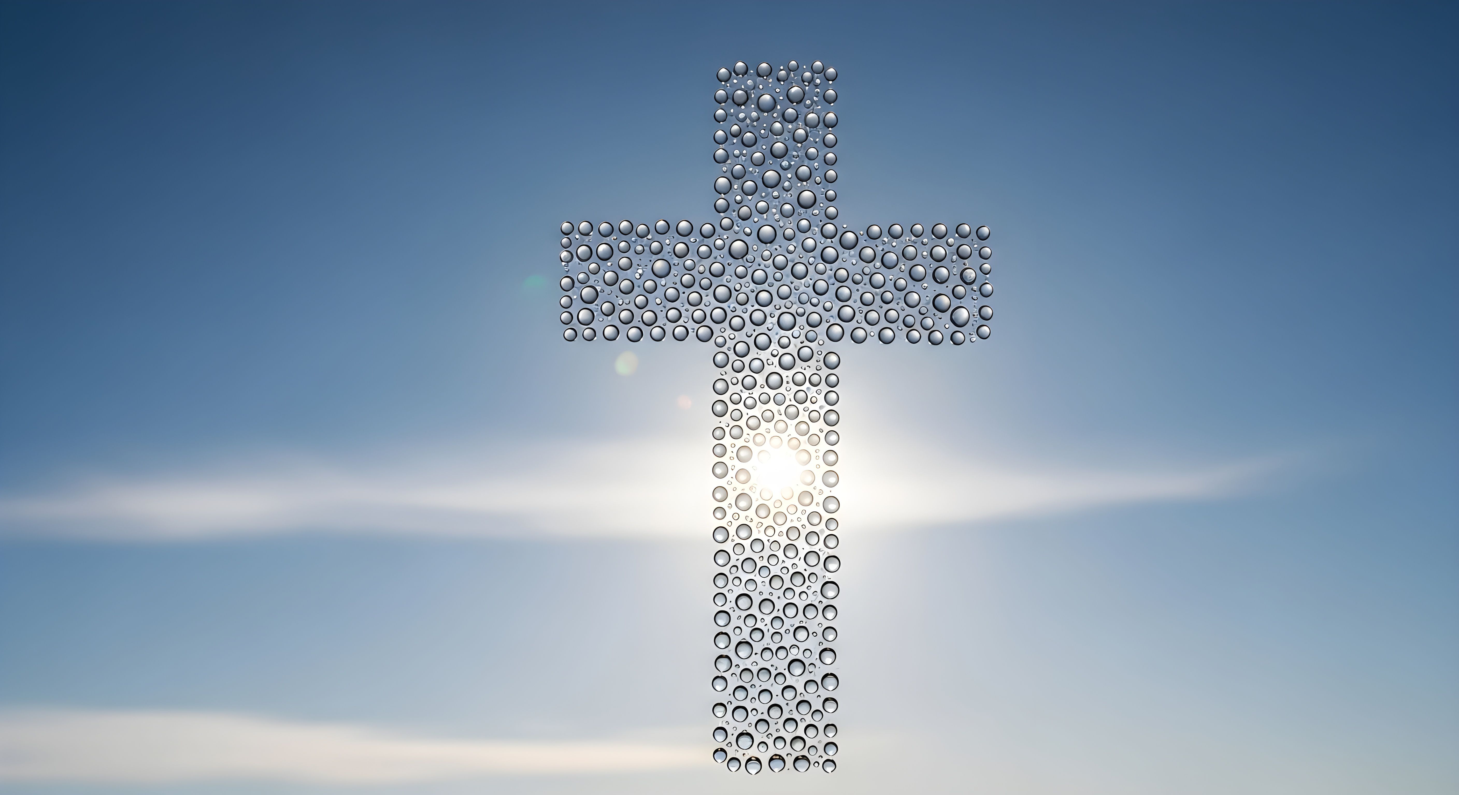 Aesthetic Christian Cross Water Droplets Wallpaper HD 4K Spiritual Sky