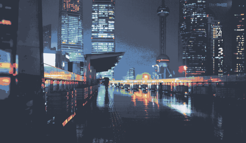 Aesthetic Rainy Night City Wallpaper HD 4K - Moody Shanghai Street
