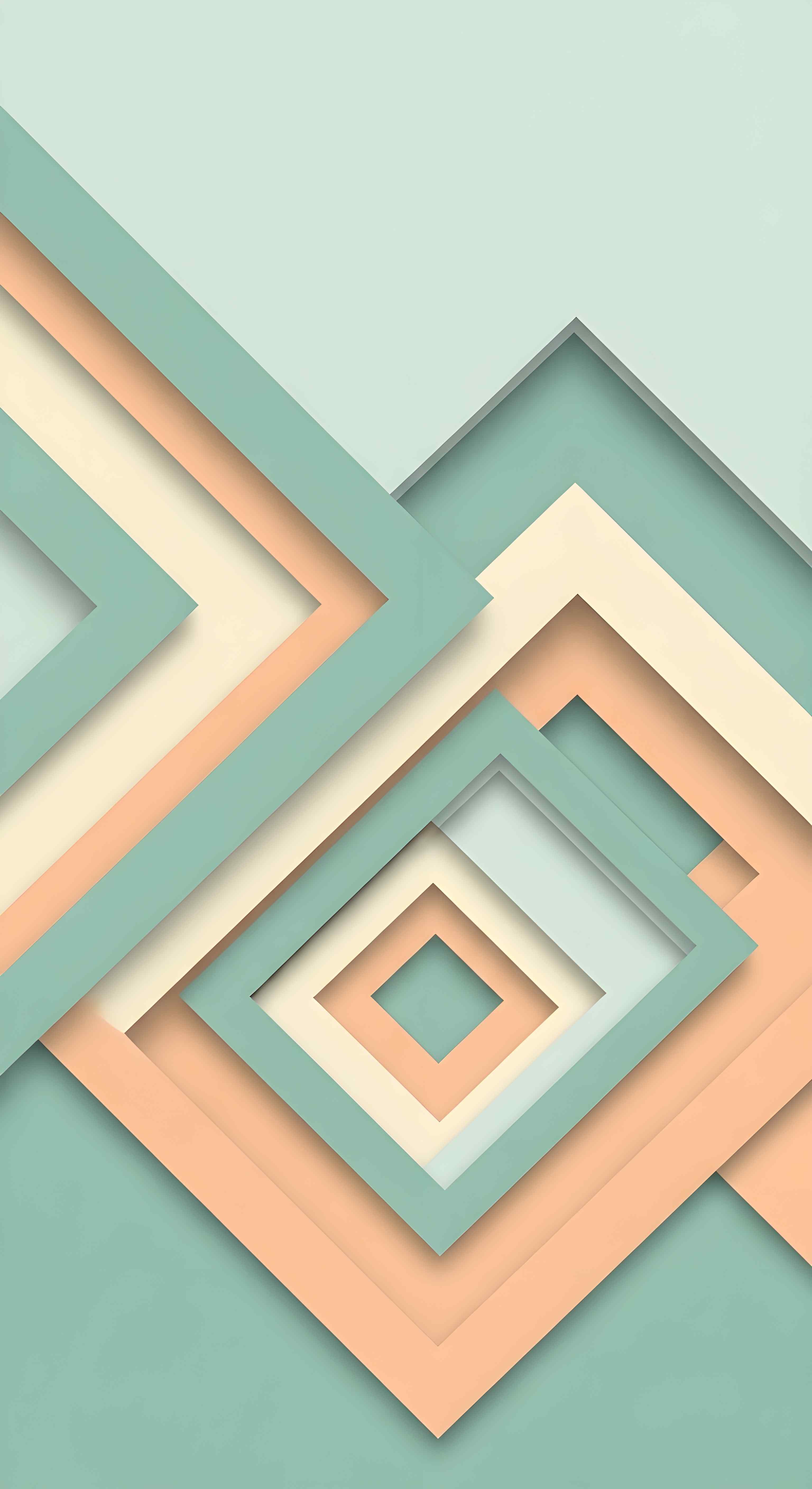 Abstract Geometric Pastel Wallpaper HD 4K - Aesthetic Minimalist 3D Layers