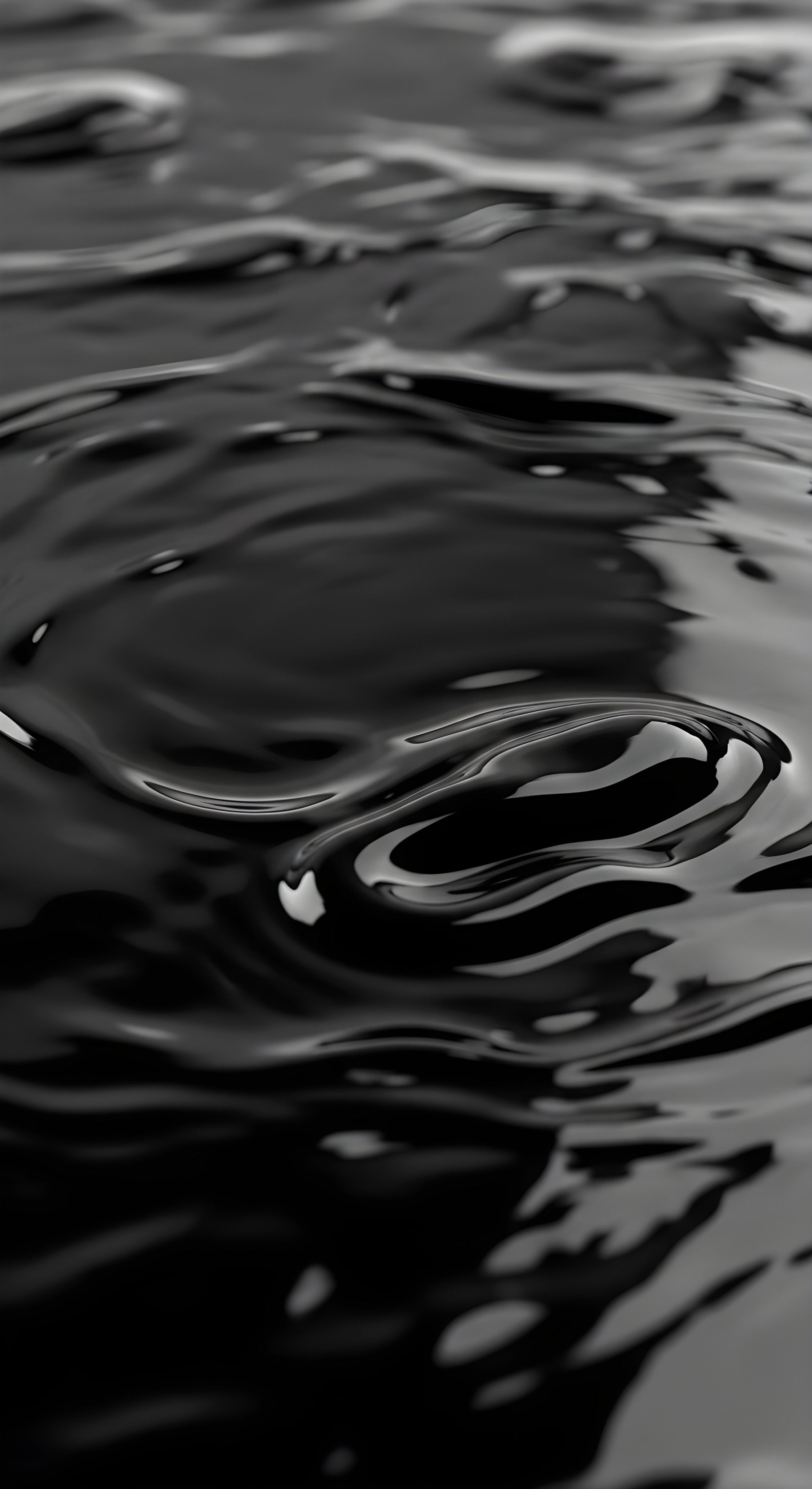 Aesthetic Black Liquid Ripples Wallpaper HD 4K - Cool Dark Abstract Background