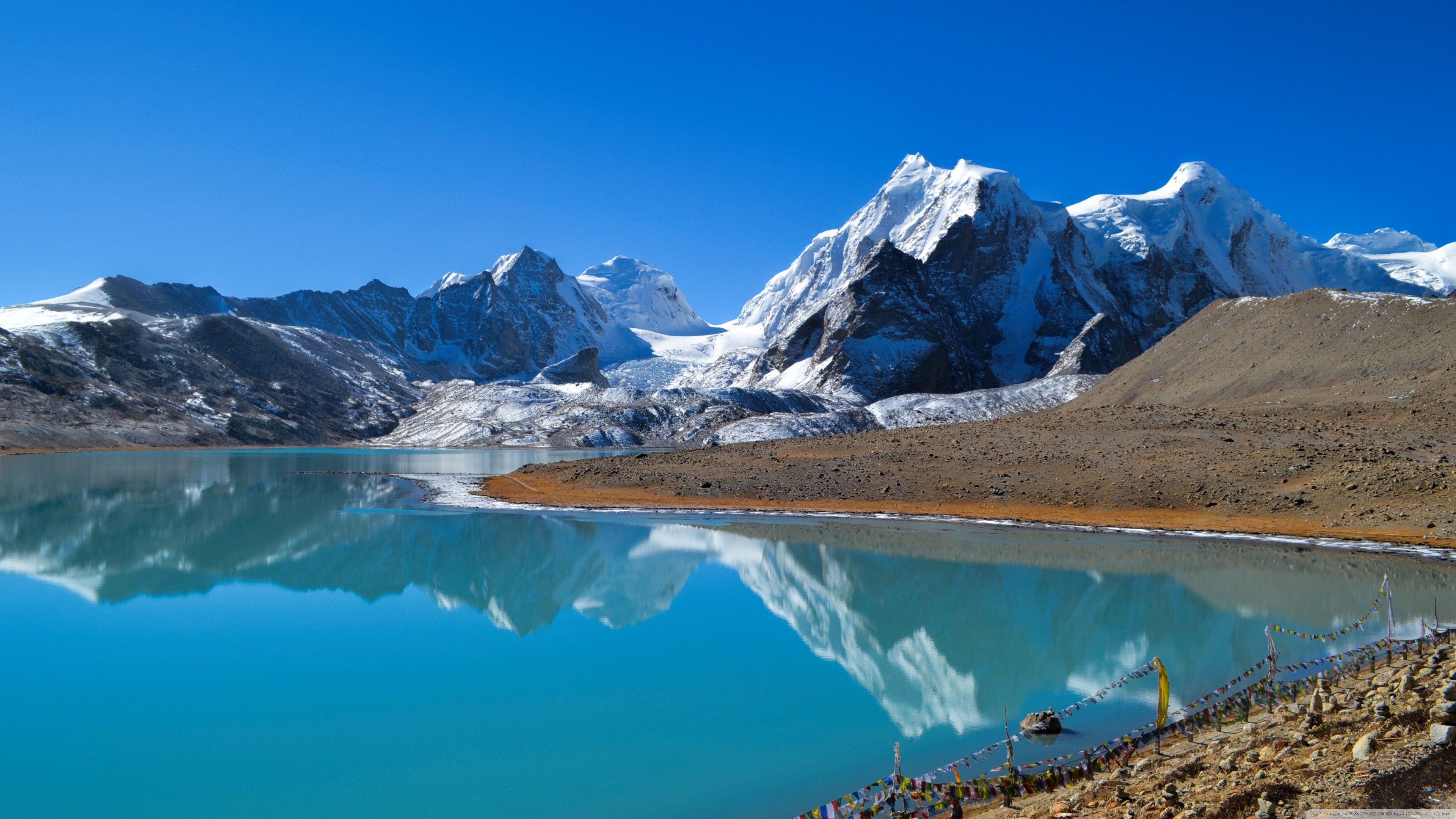 Stunning Himalayan Glacial Lake Reflection Wallpaper HD 4K Aesthetic