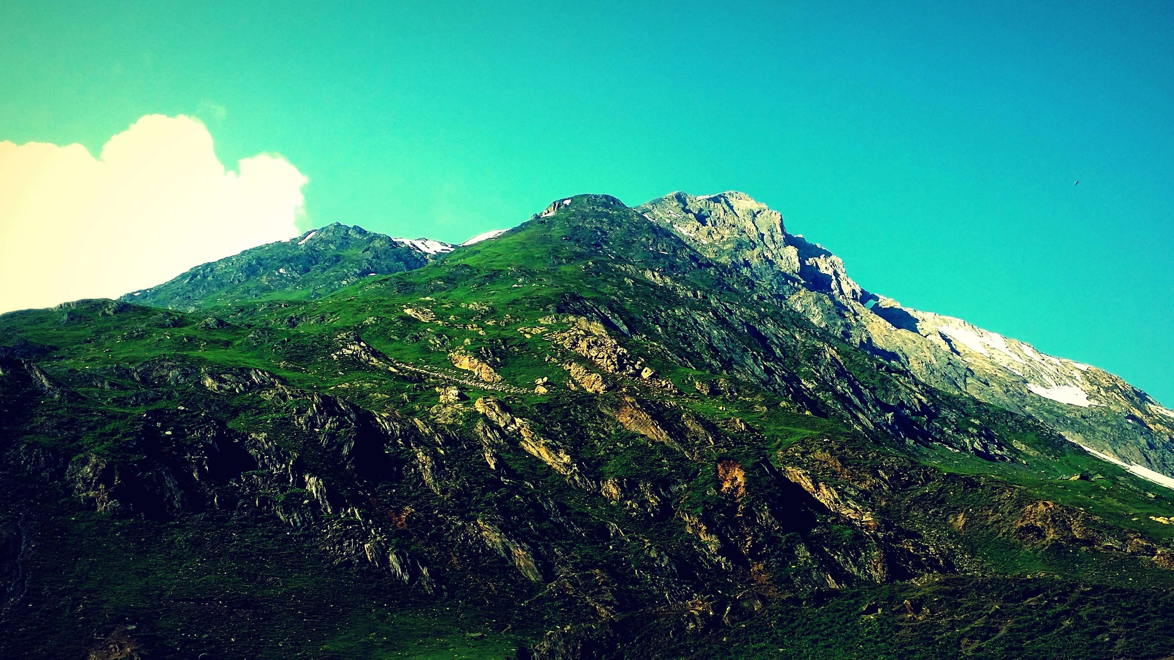 Majestic Green Mountain Peaks Wallpaper HD 4K - Aesthetic Nature Landscape