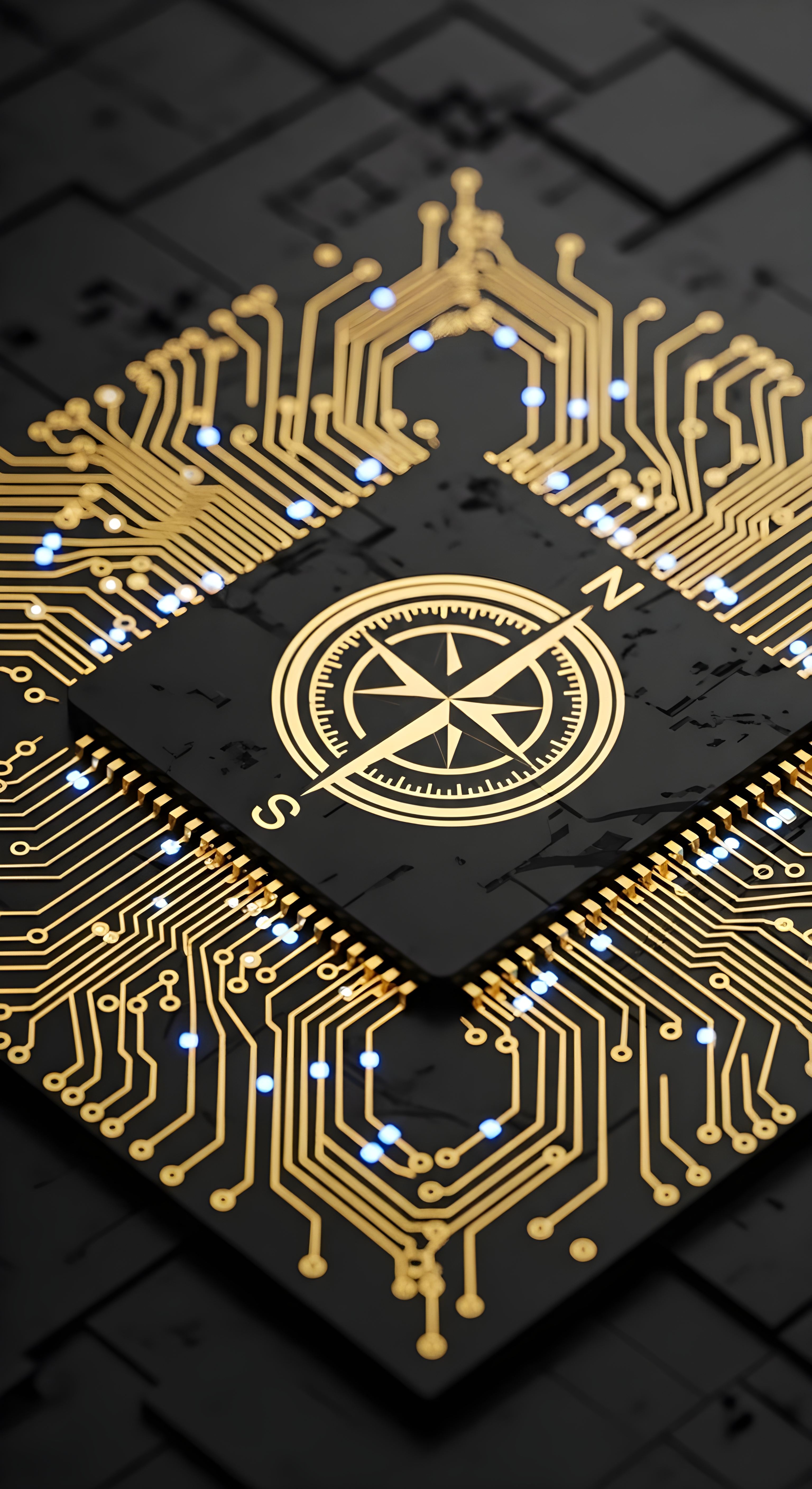 Aesthetic Technology Chip Wallpaper HD 4K - Gold Digital Navigation