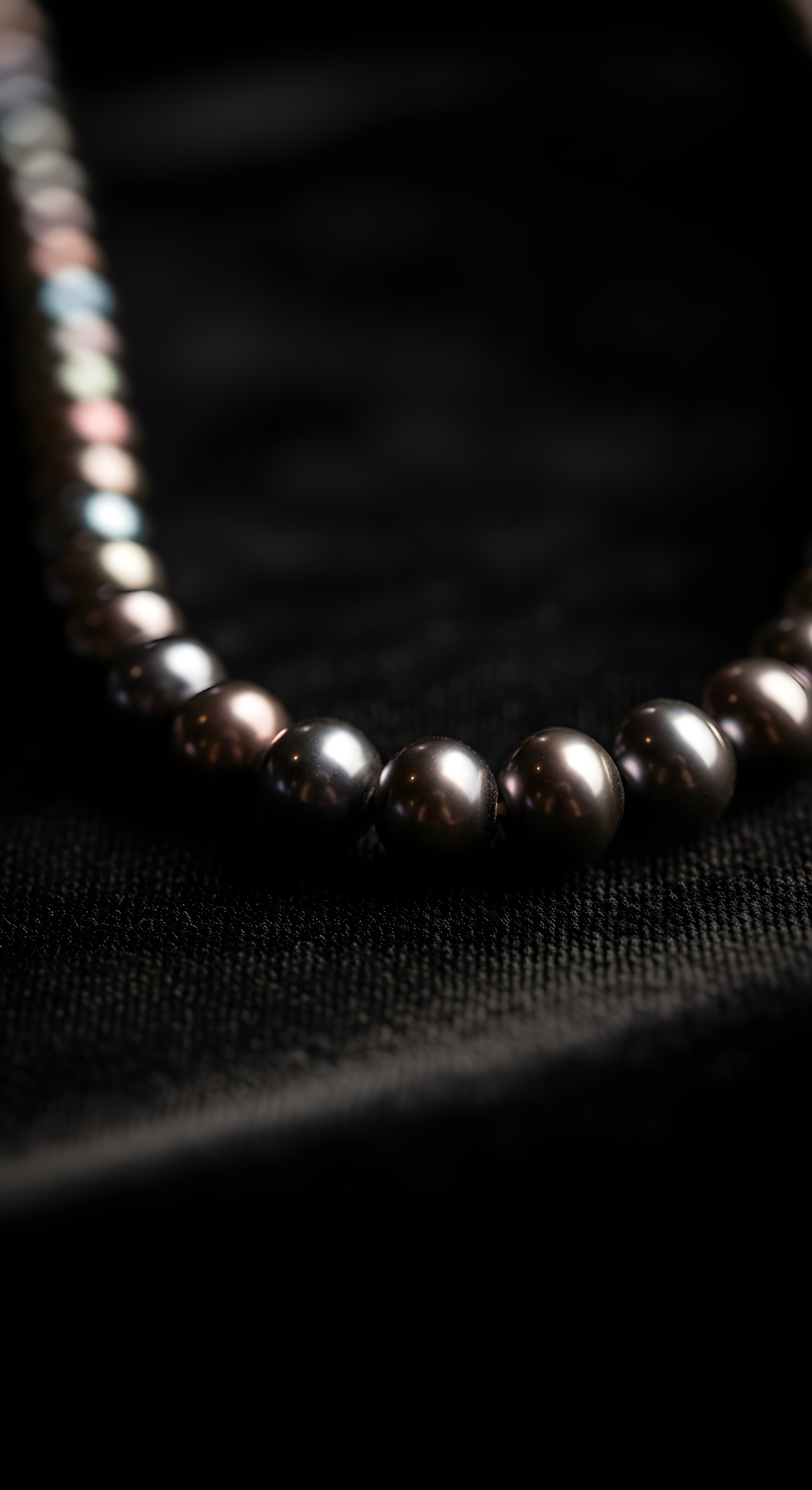 Elegant Black Pearl Necklace Aesthetic Wallpaper HD 4K for Mobile