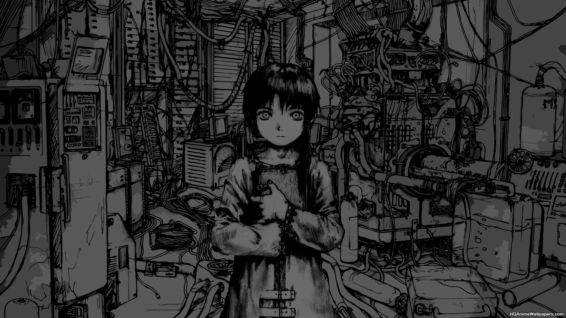 Serial Experiments Lain Aesthetic Wallpaper HD 4K Dark Cyberpunk Anime Art