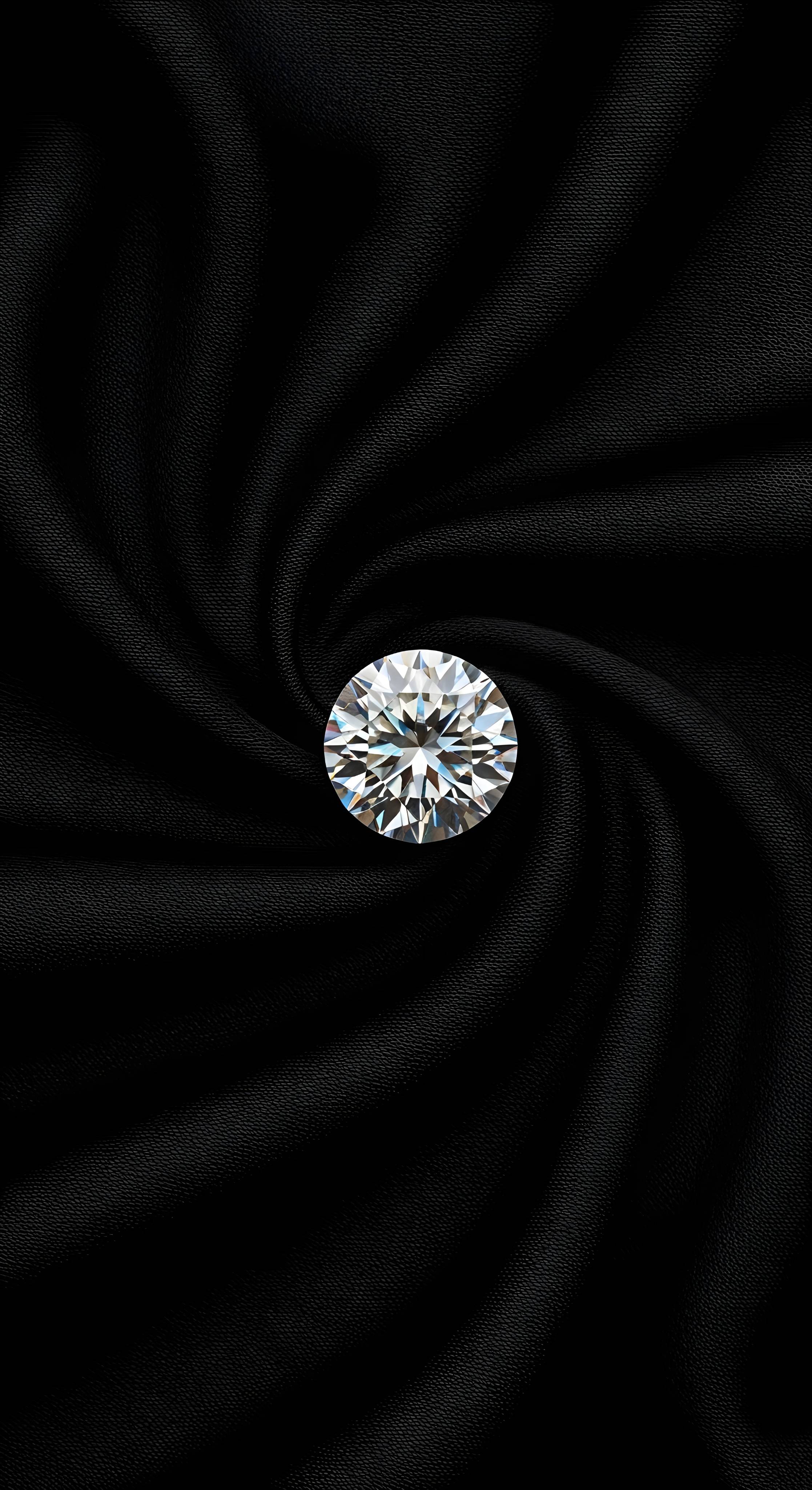 Luxury Brilliant Diamond on Black Silk Aesthetic Wallpaper HD 4K