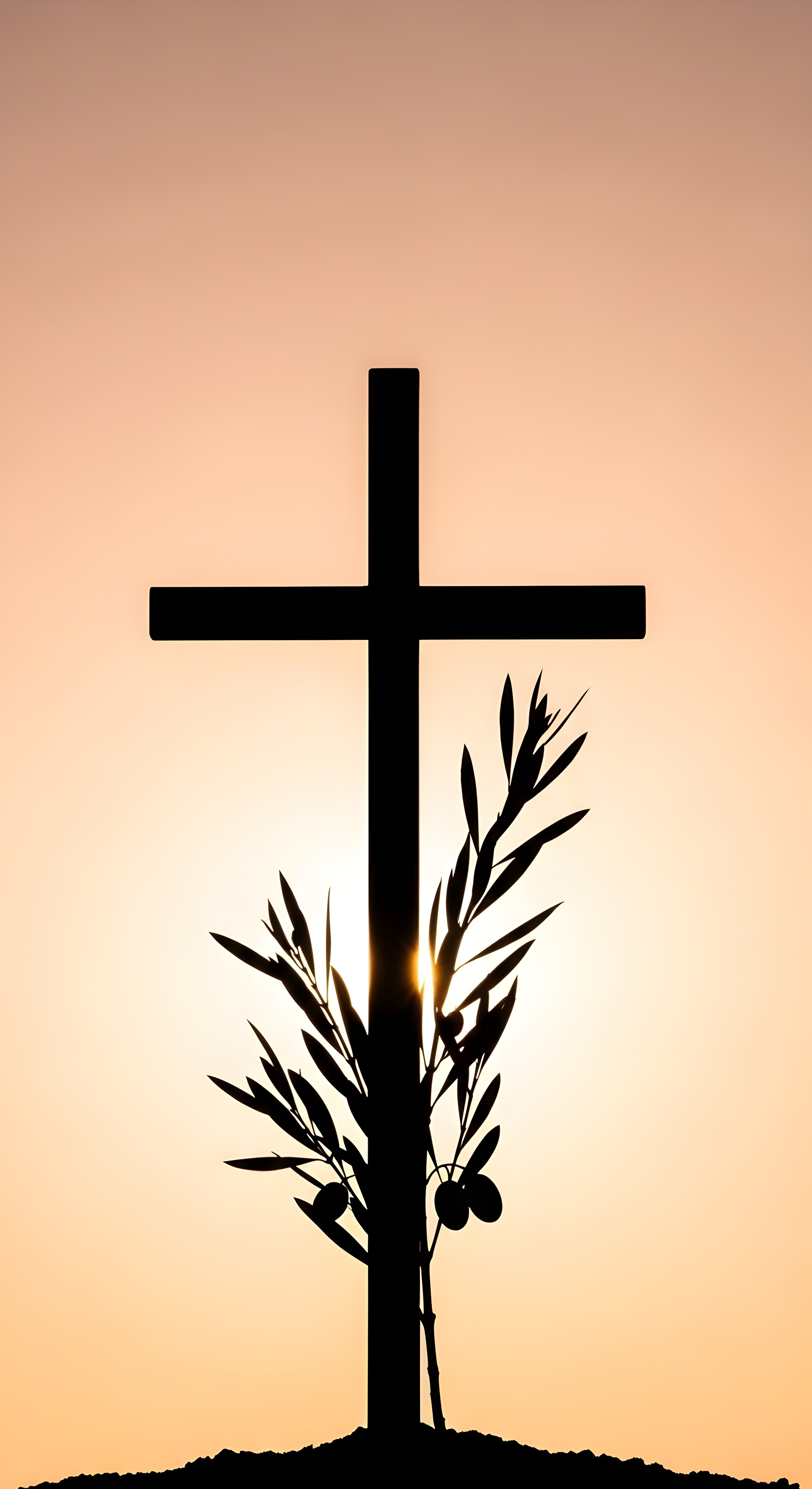 Christian Cross & Olive Branch Sunset Wallpaper HD 4K Aesthetic