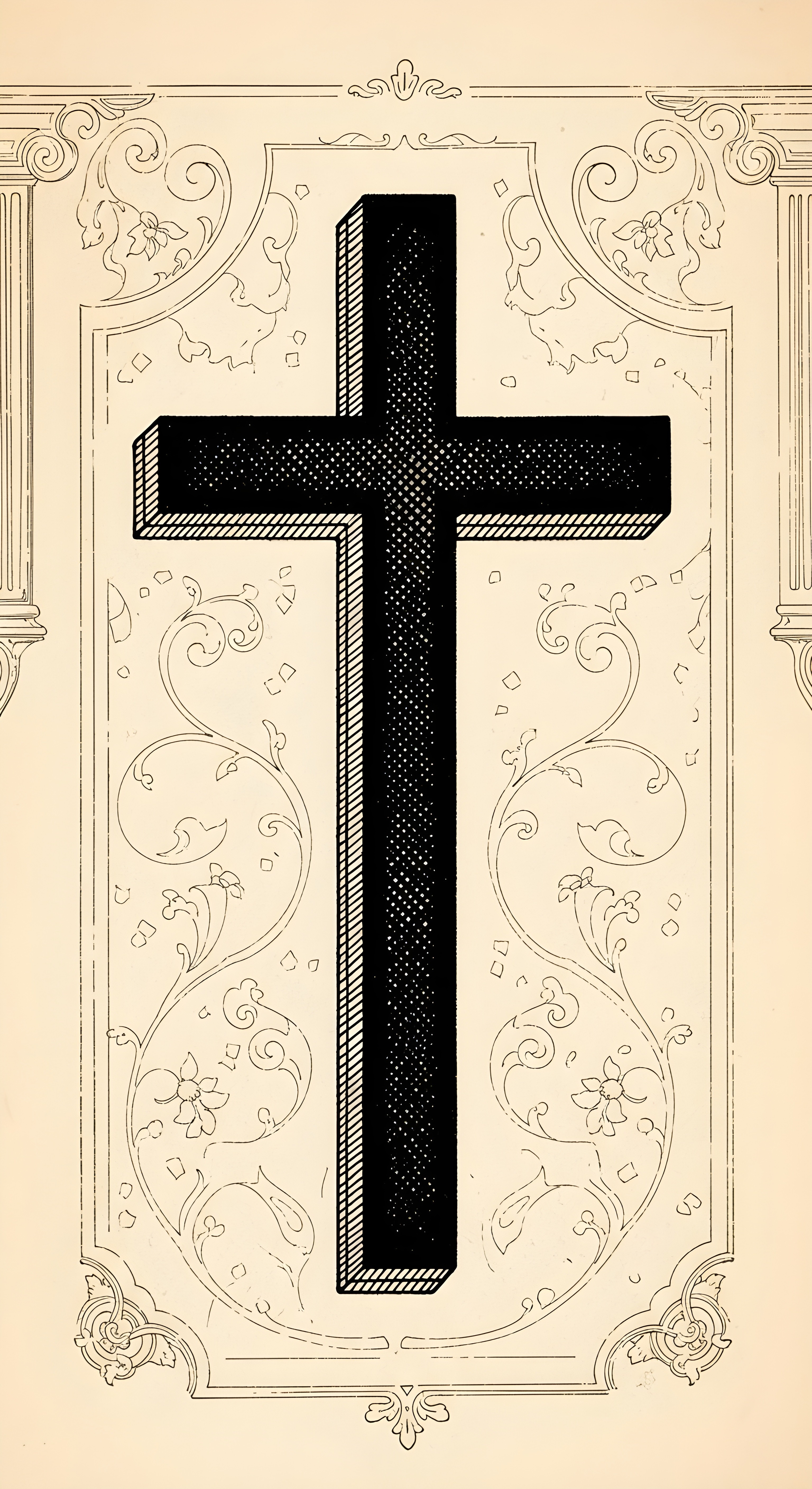 Aesthetic Vintage Christian Cross Wallpaper HD 4K - Elegant Floral Art