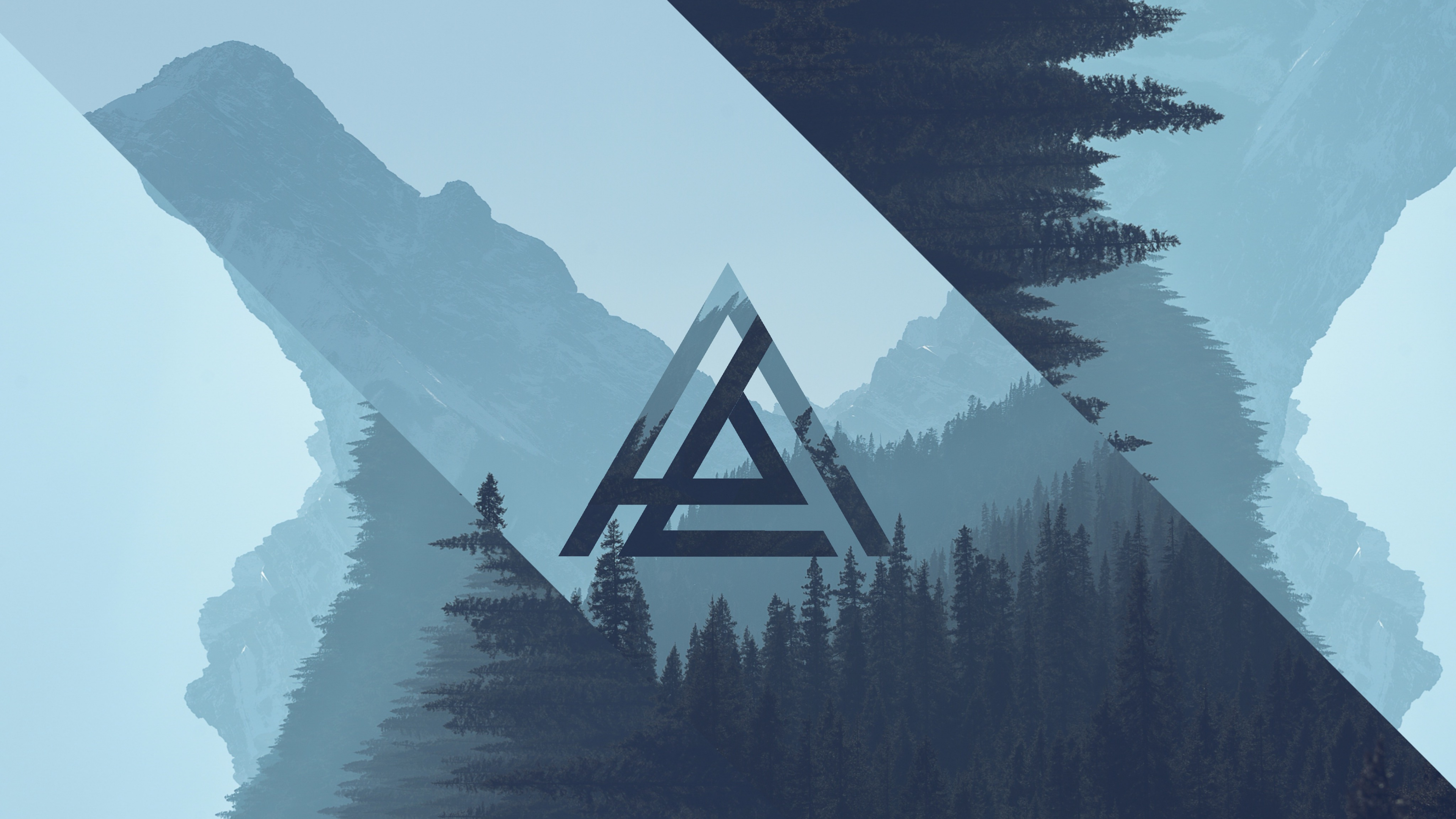 Minimalist Mountain Geometric Wallpaper HD 4K Aesthetic Forest Art