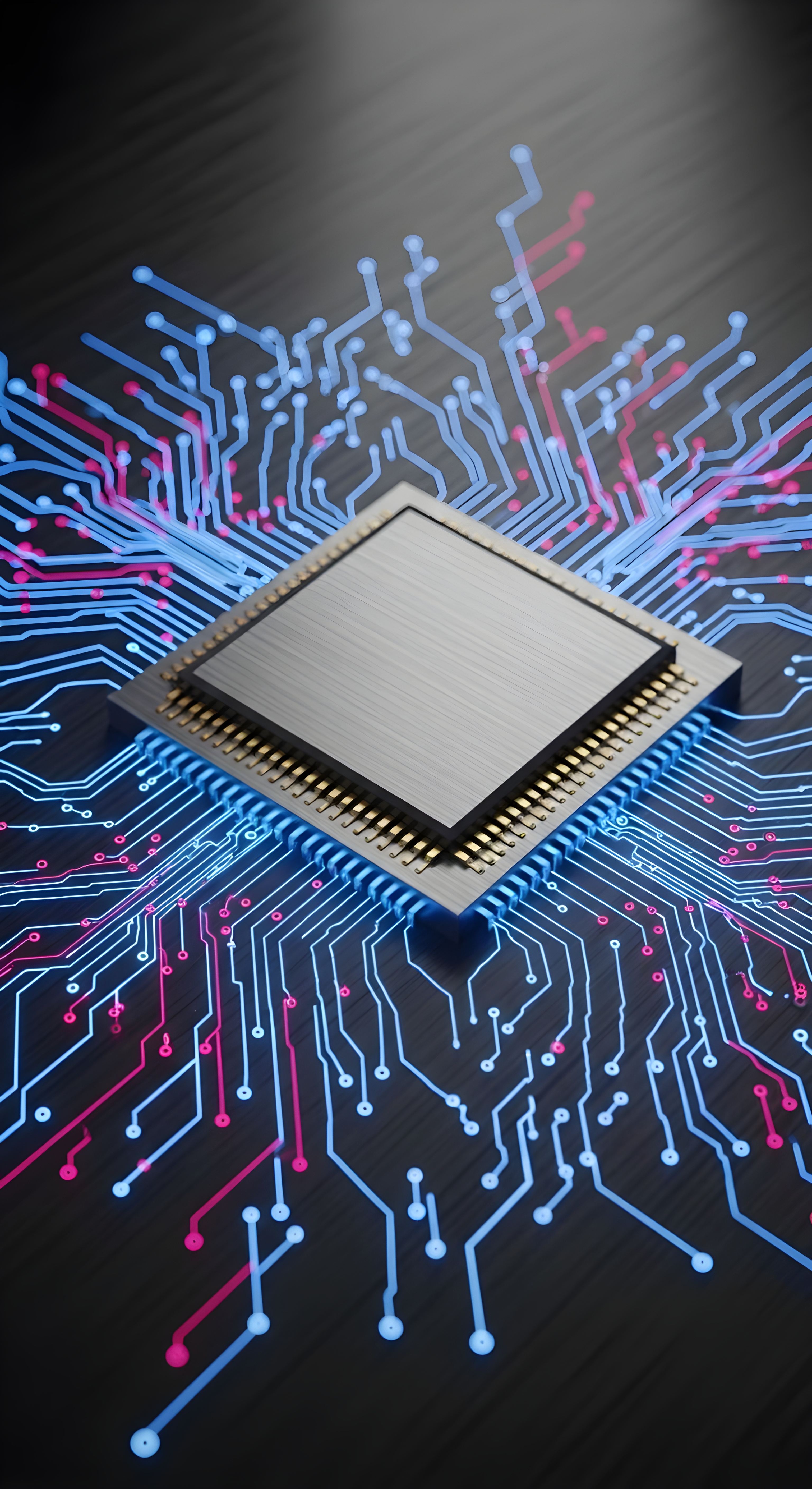 Futuristic CPU Microchip Technology Wallpaper HD 4K Tech Aesthetic