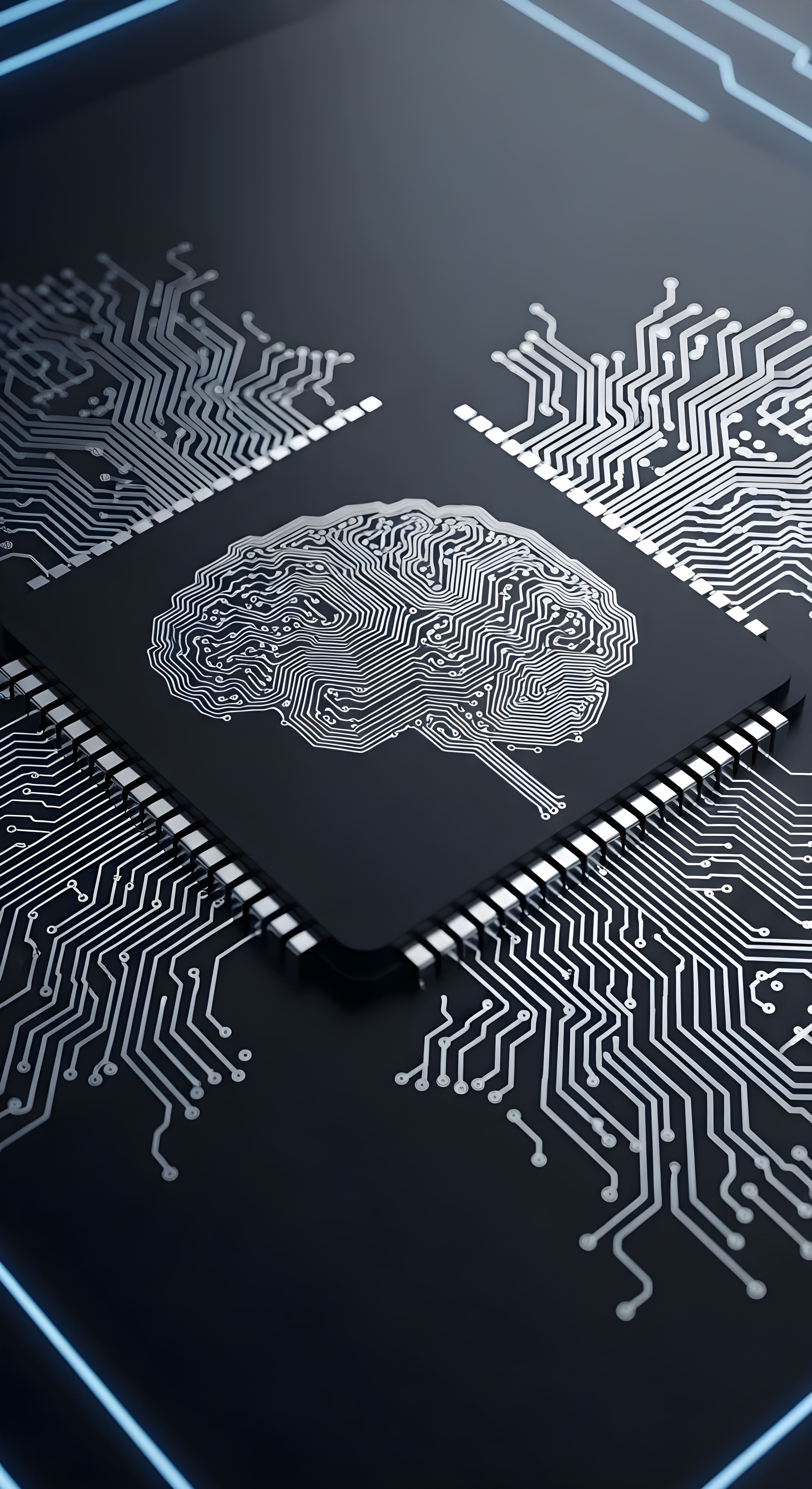 Futuristic AI Brain Processor Wallpaper HD 4K - Cool Tech Aesthetic