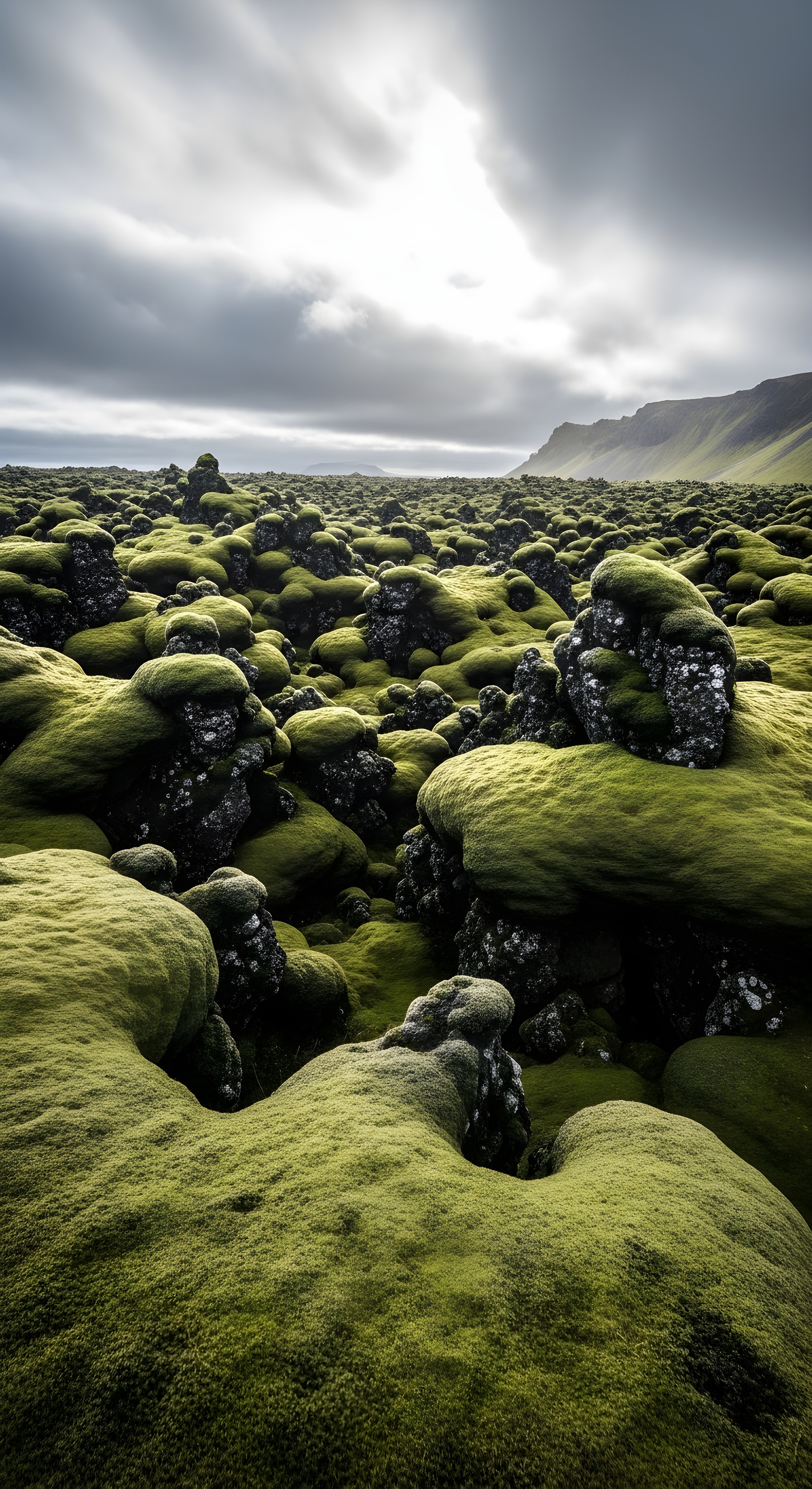 Icelandic Moss Lava Field Aesthetic Wallpaper HD 4K - Green Nature Landscape