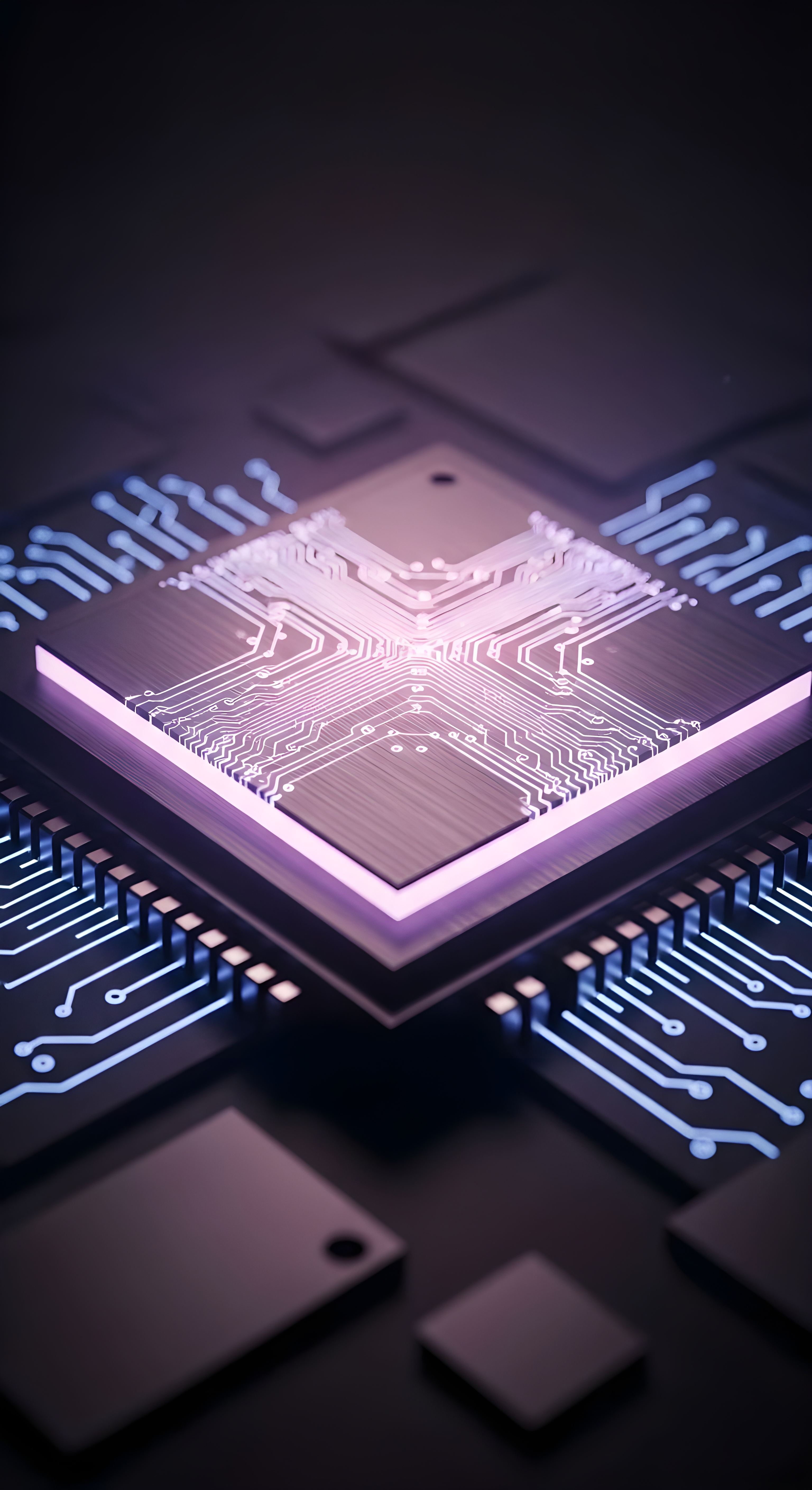 Cool Glowing CPU Microchip Aesthetic Wallpaper HD 4K for Mobile