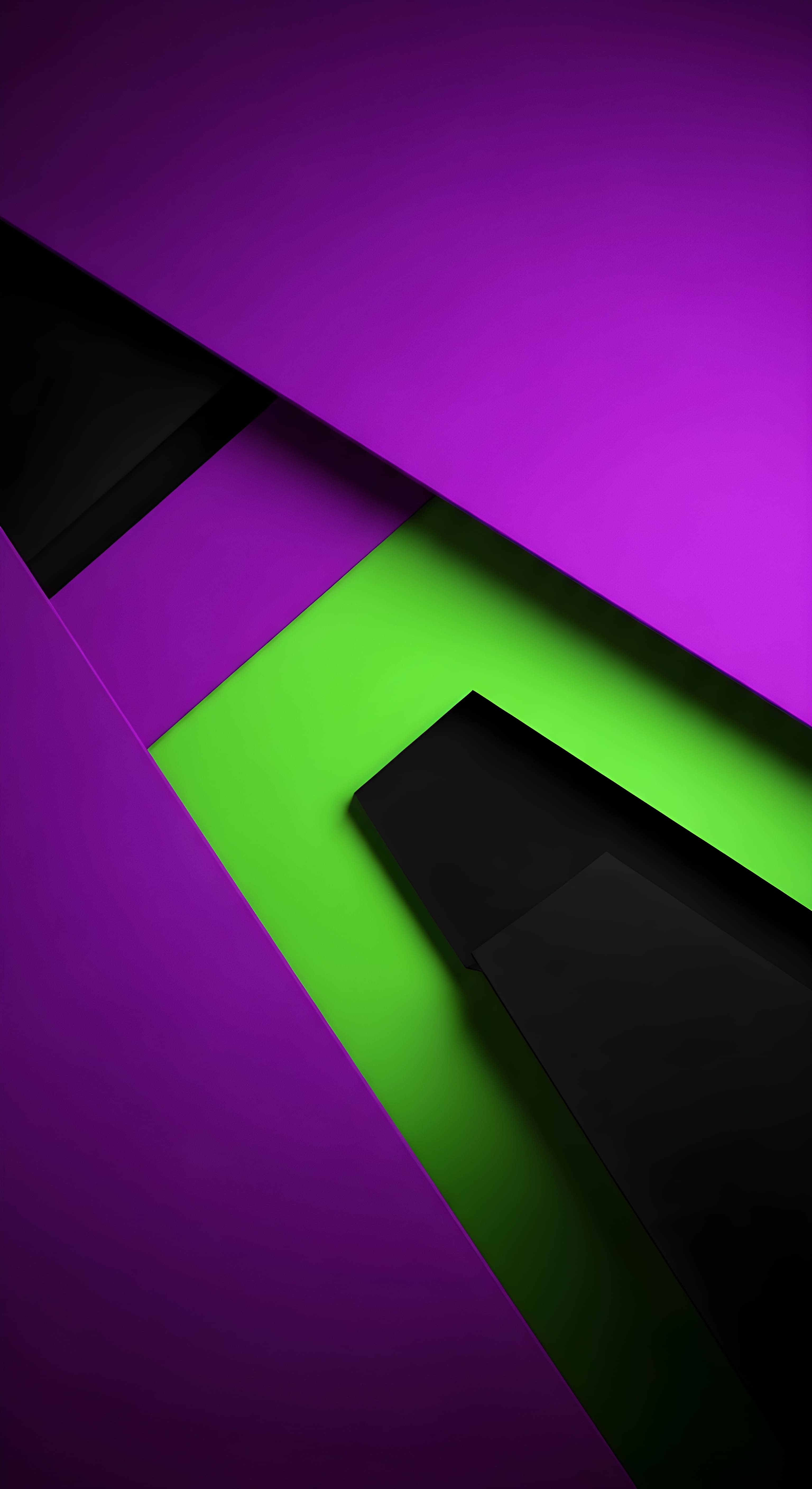 Abstract Geometric Purple and Green Aesthetic Wallpaper HD 4K
