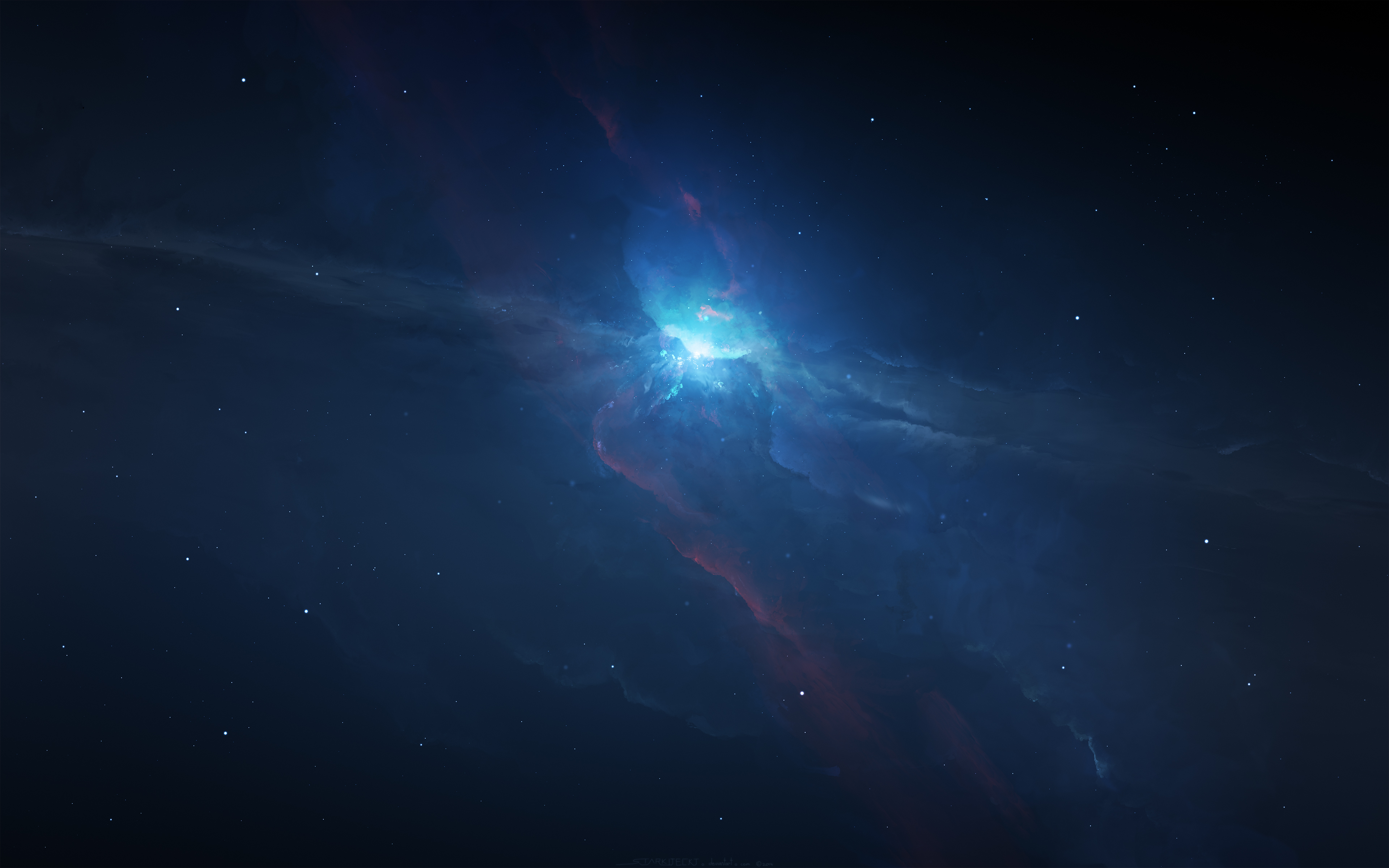Cool Blue Space Nebula Wallpaper HD 4K Aesthetic Cosmic Galaxy Background