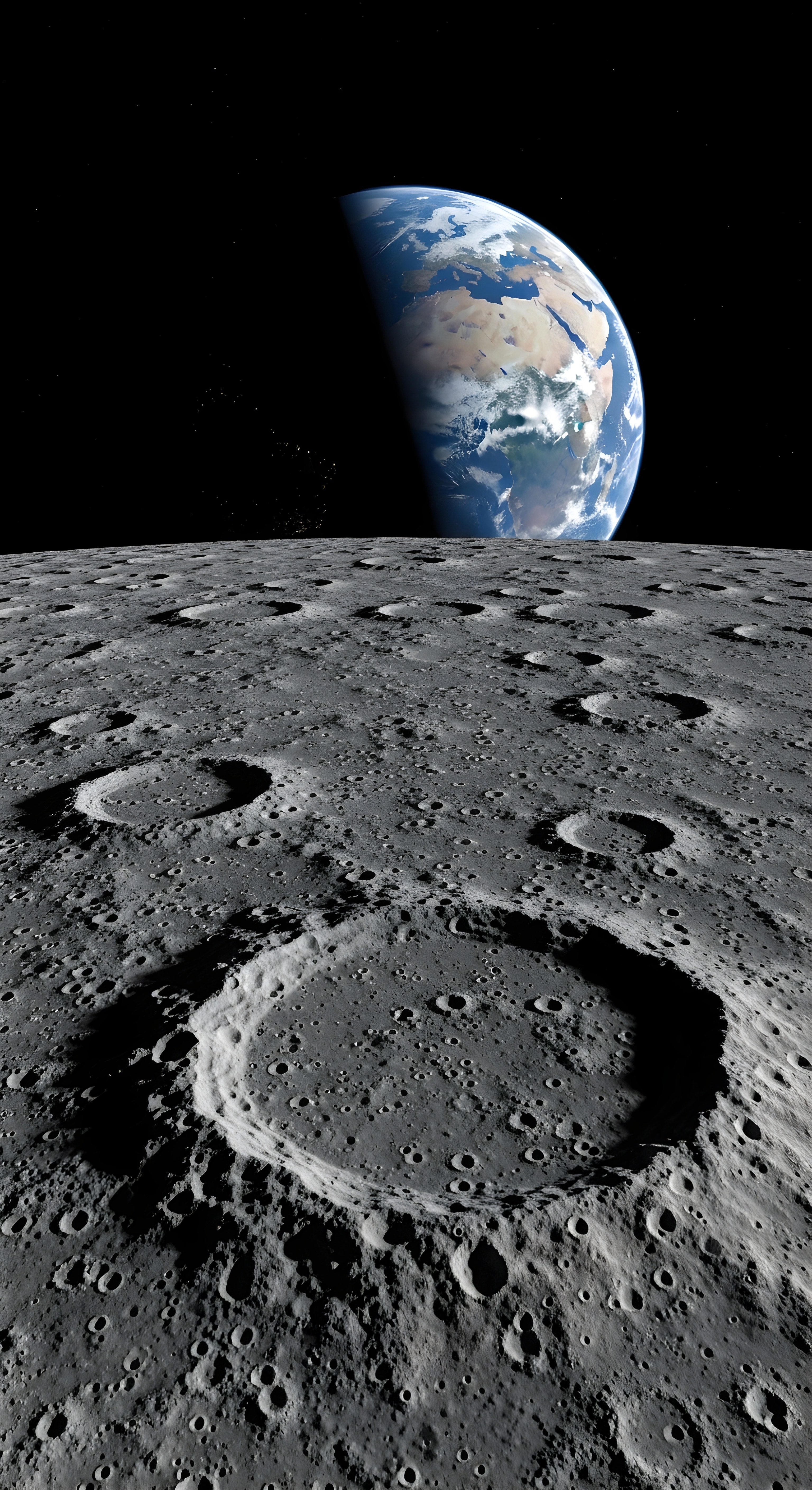 Earth Rising from the Moon Surface Wallpaper HD 4K Aesthetic Space View