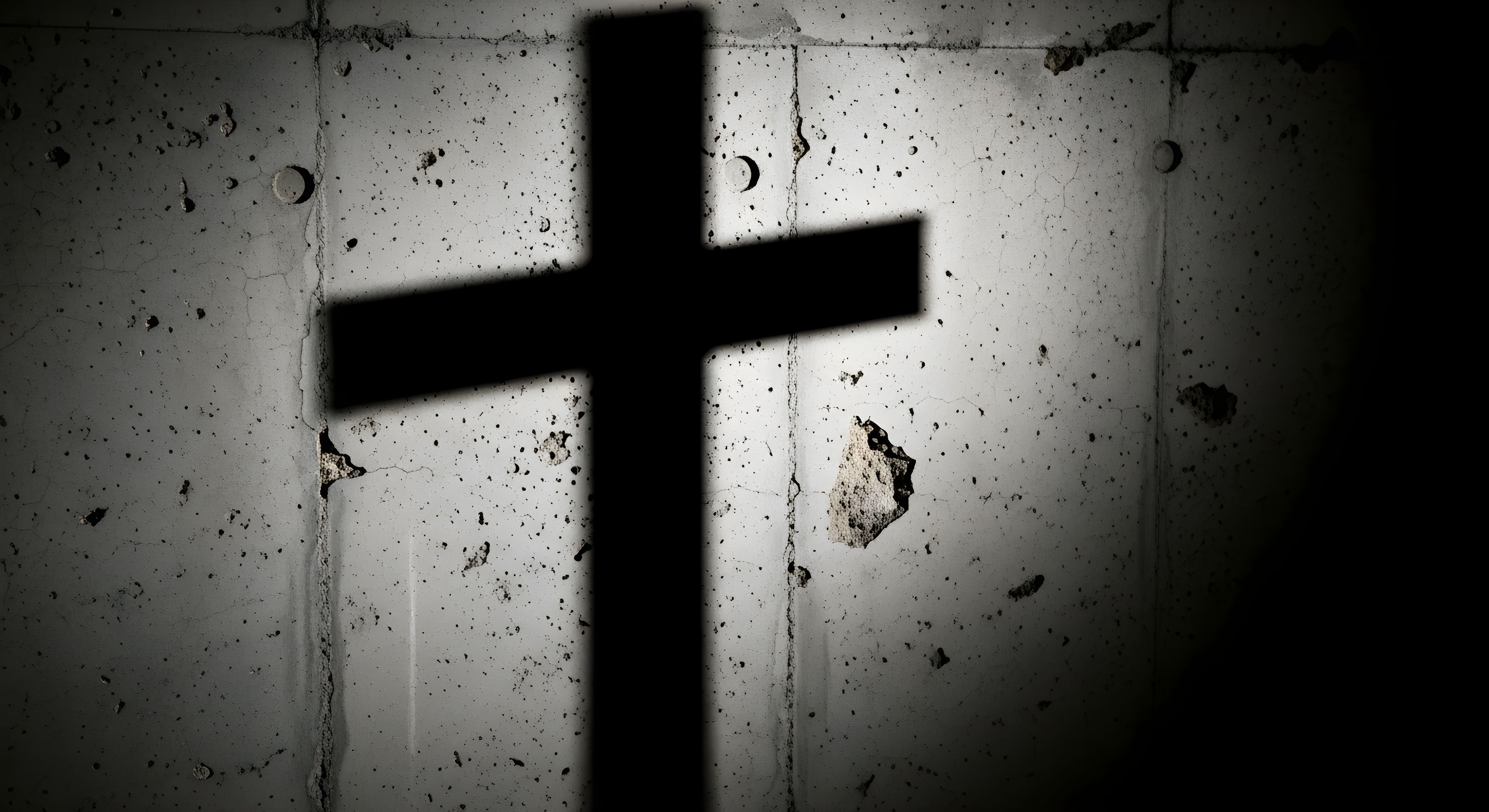 Cross Shadow on Concrete Wall Wallpaper HD 4K Aesthetic Spiritual