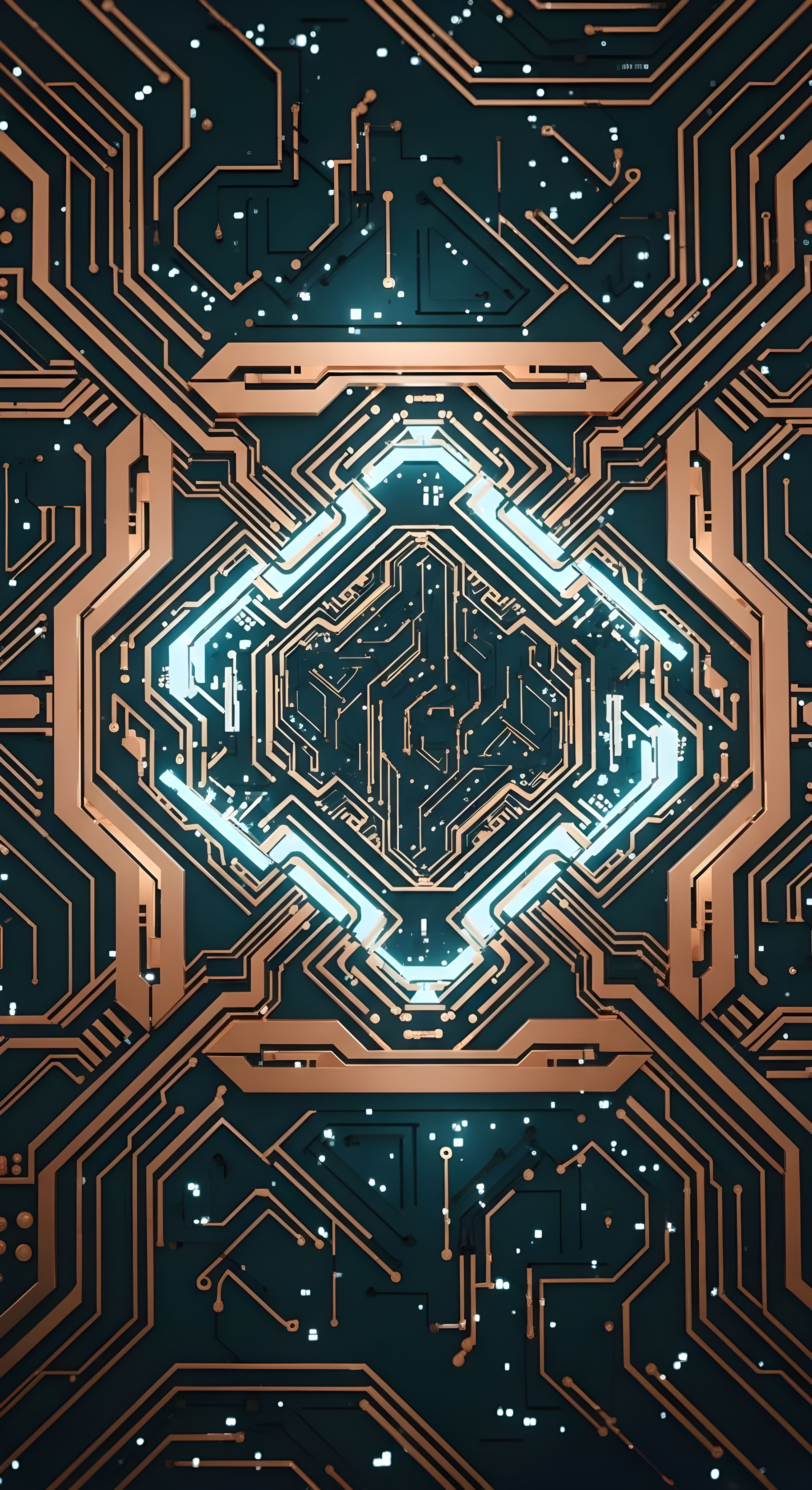 Futuristic Tech Circuit Board Wallpaper HD 4K Aesthetic Digital Art